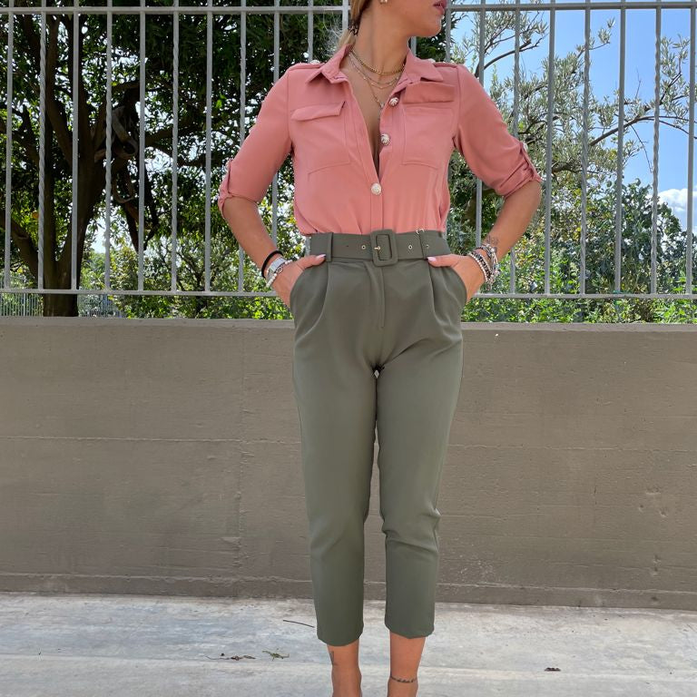 Pantalone sigaretta tasca america con cintura