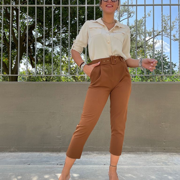 Pantalone sigaretta tasca america con cintura