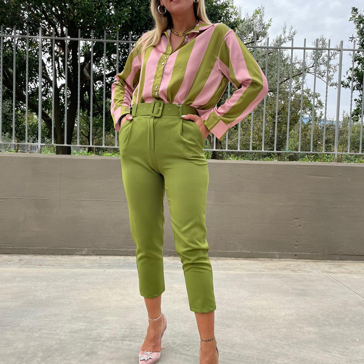 Pantalone sigaretta tasca america con cintura
