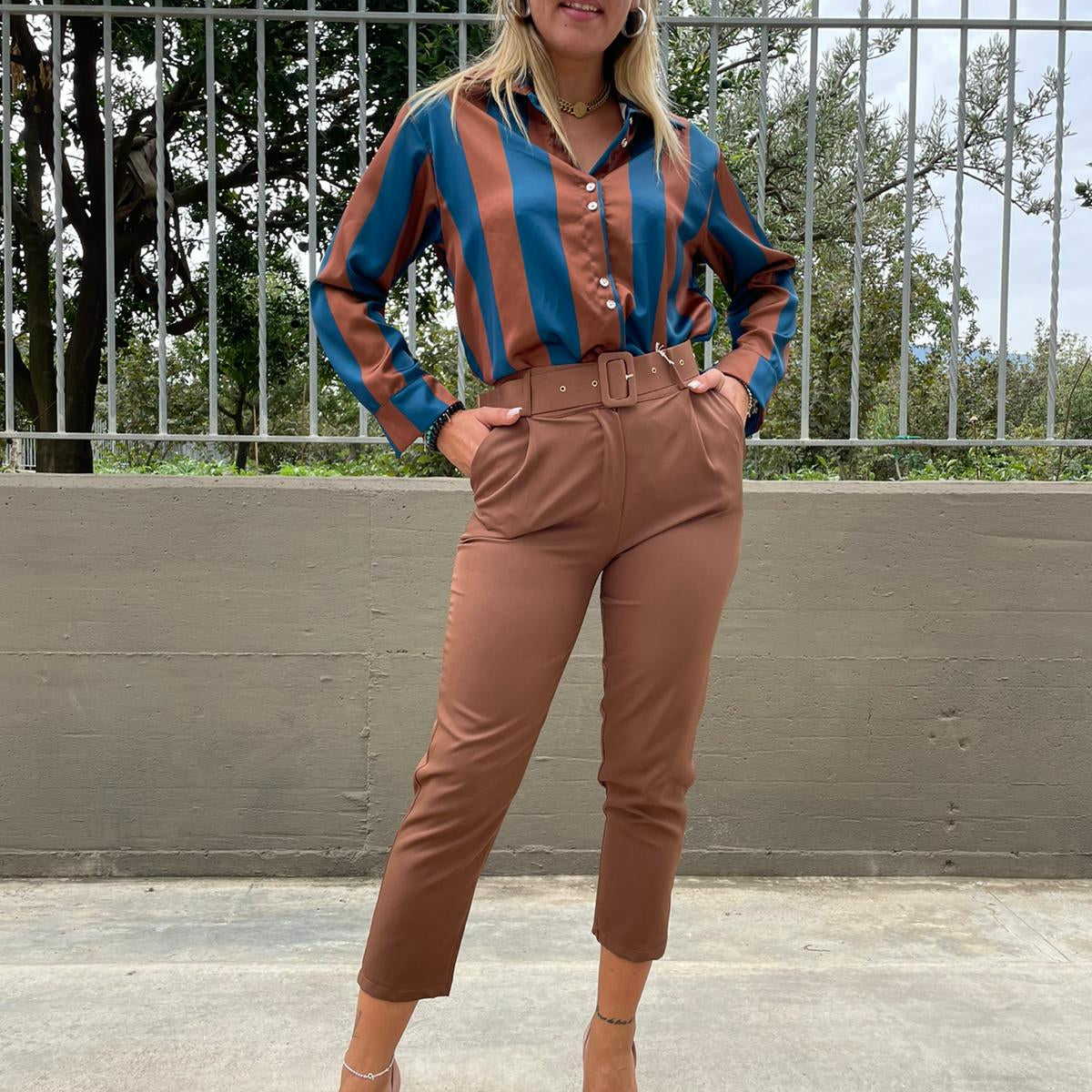 Pantalone sigaretta tasca america con cintura