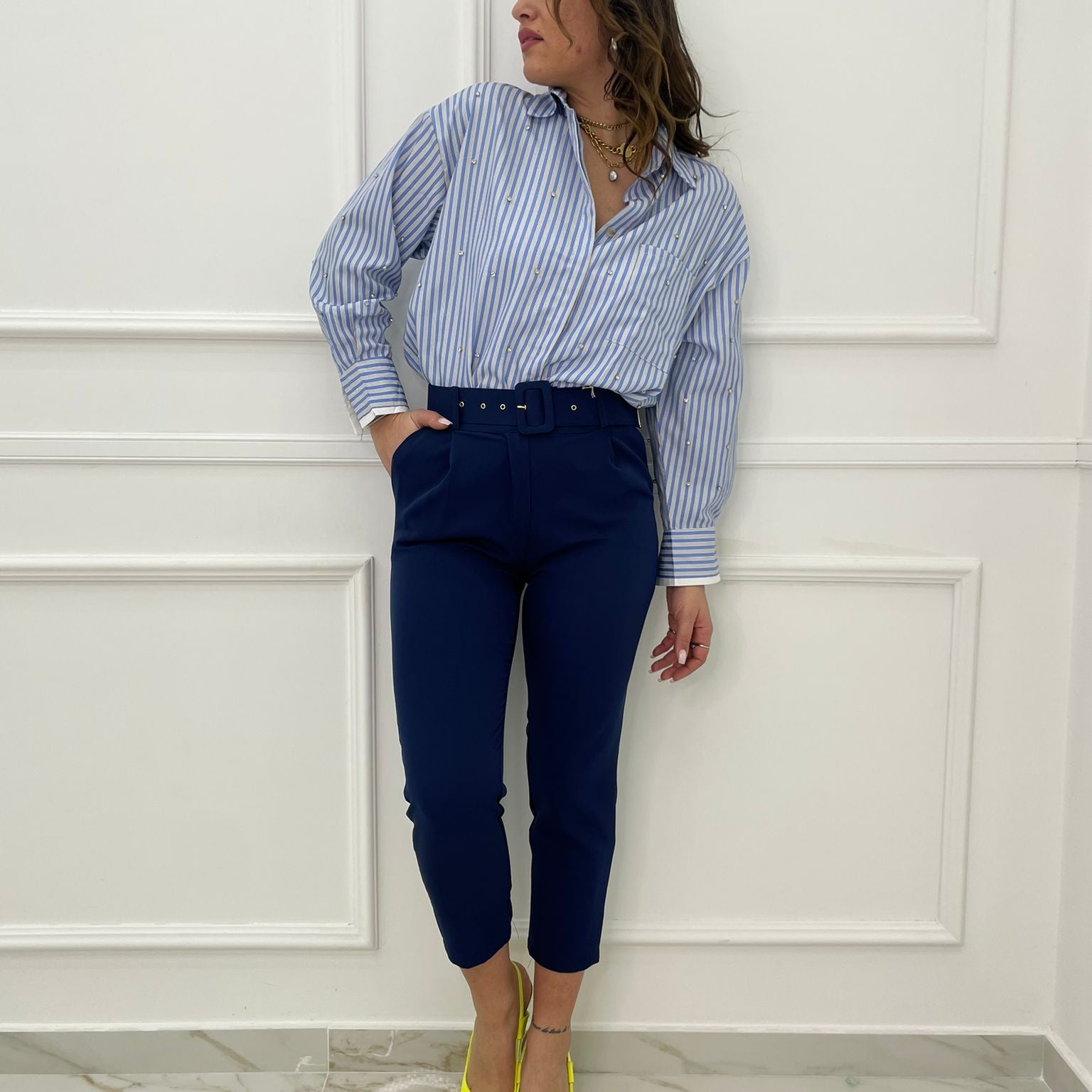 Pantalone sigaretta tasca america con cintura