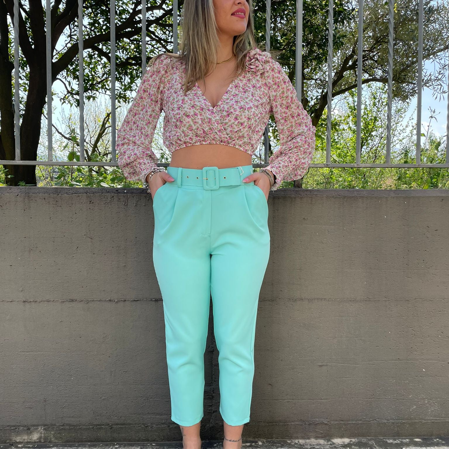 Pantalone sigaretta tasca america con cintura