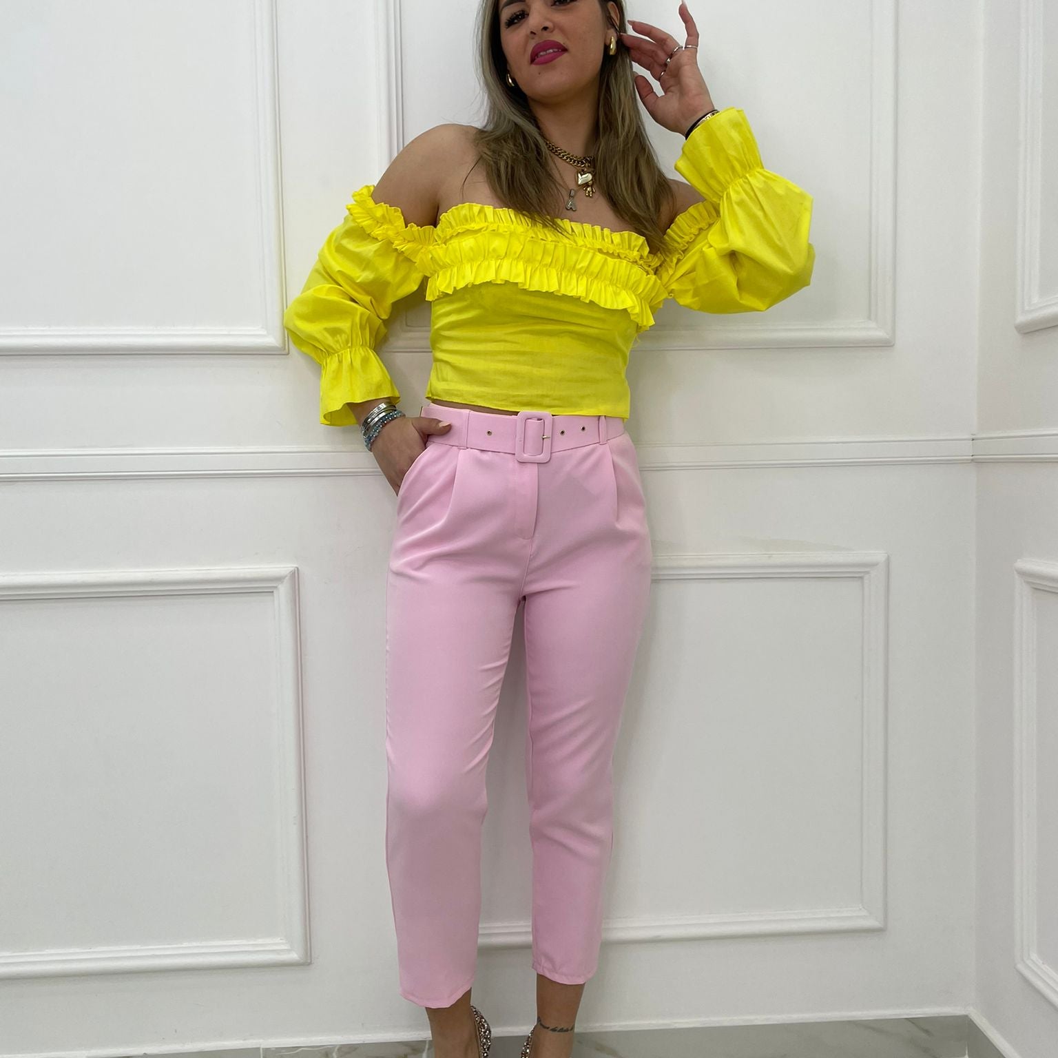 Pantalone sigaretta tasca america con cintura