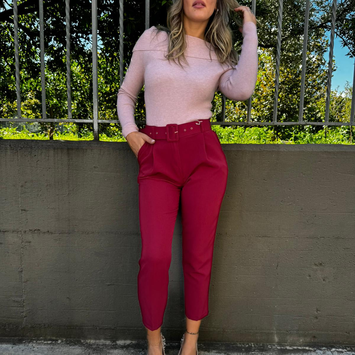 Pantalone sigaretta tasca america con cintura