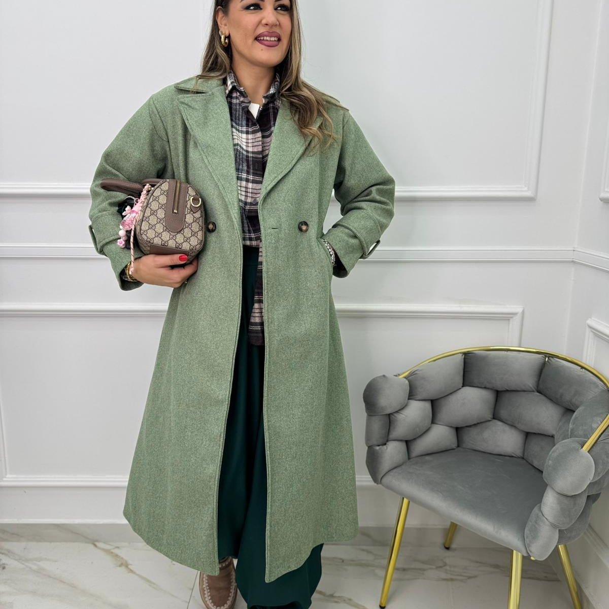 Cappotto lungo modello over doppio petto