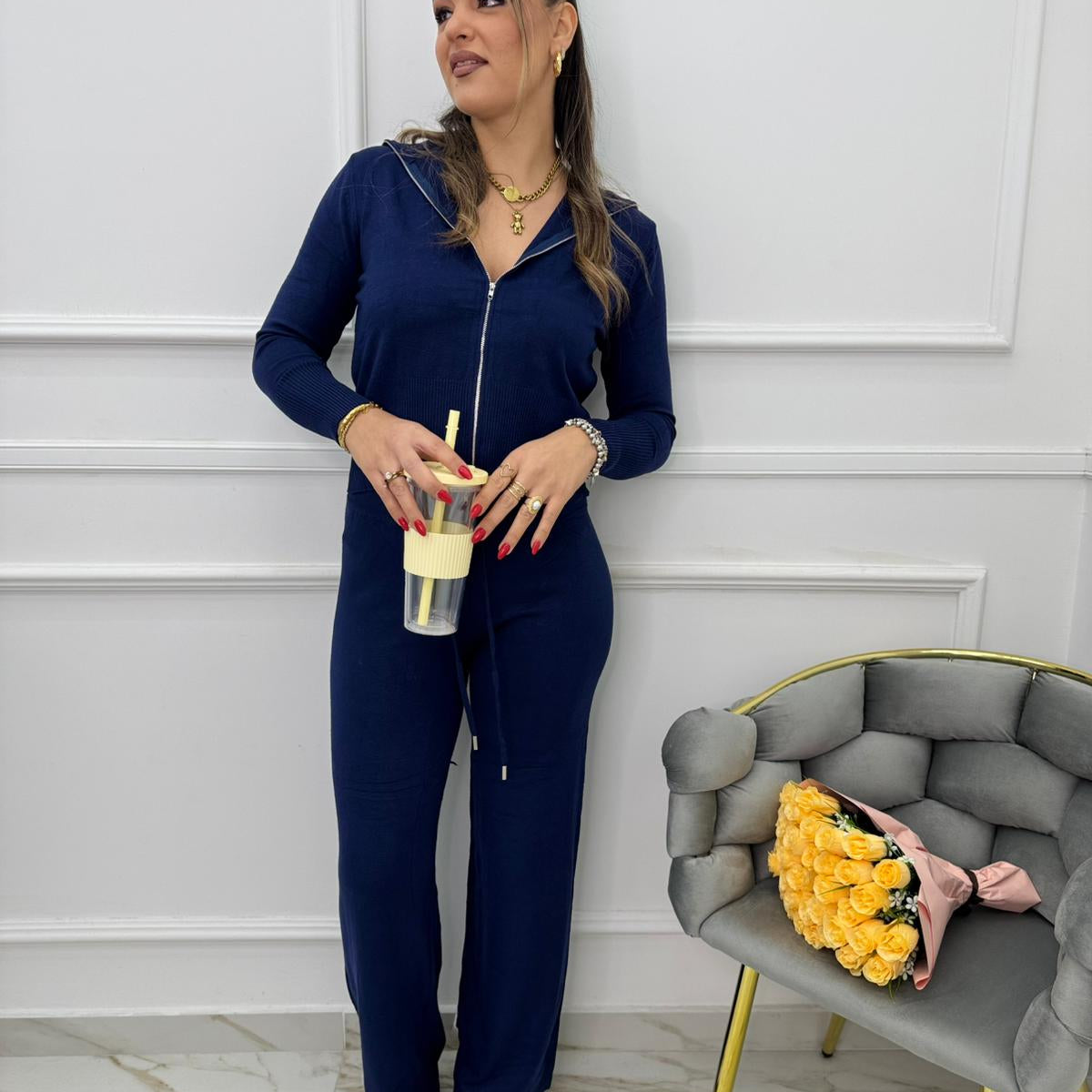 Coordinato 2 pezzi con maglia con zip