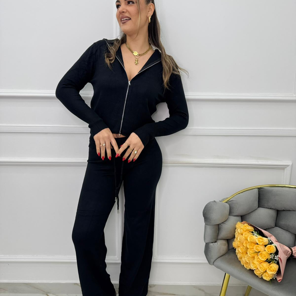 Coordinato 2 pezzi con maglia con zip