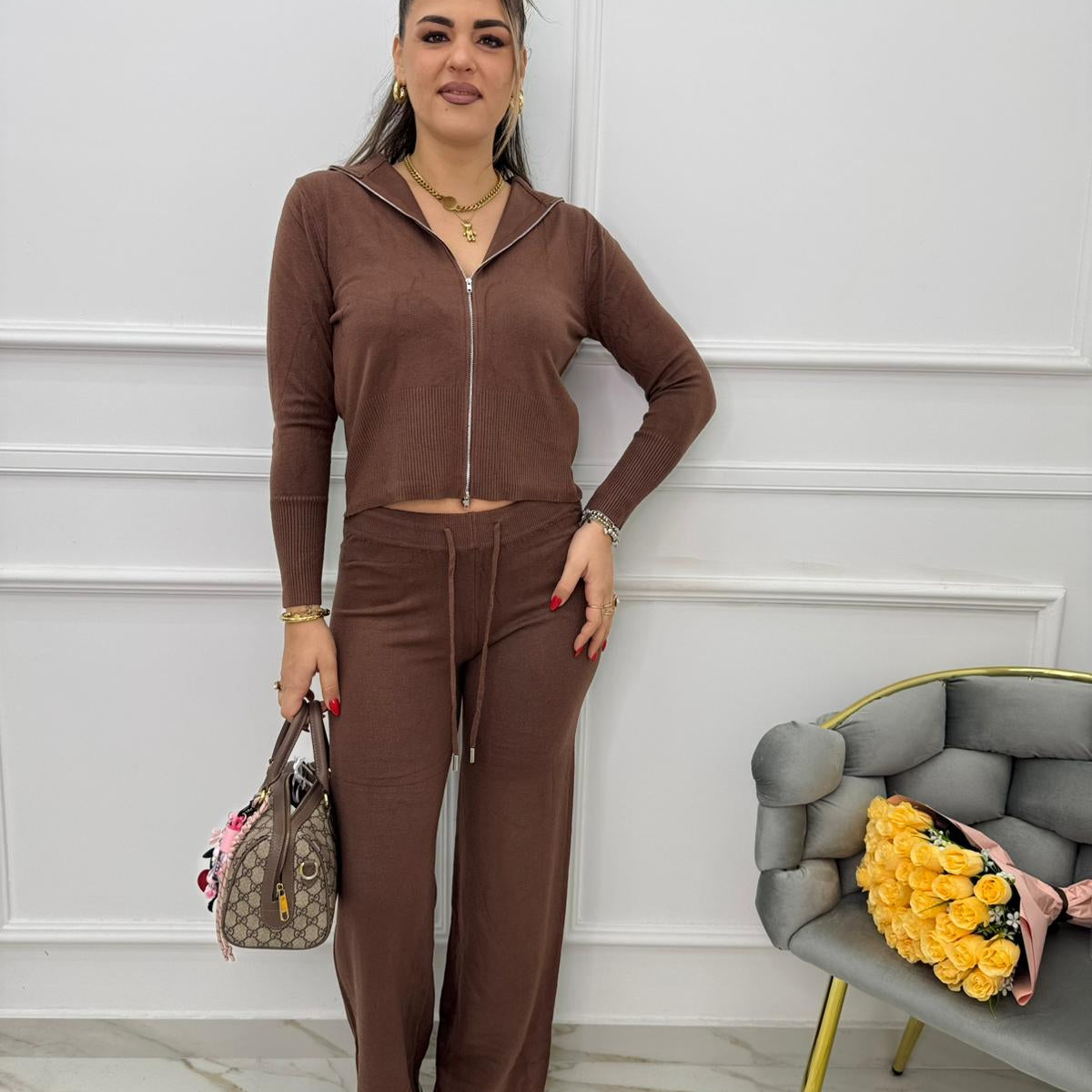 Coordinato 2 pezzi con maglia con zip