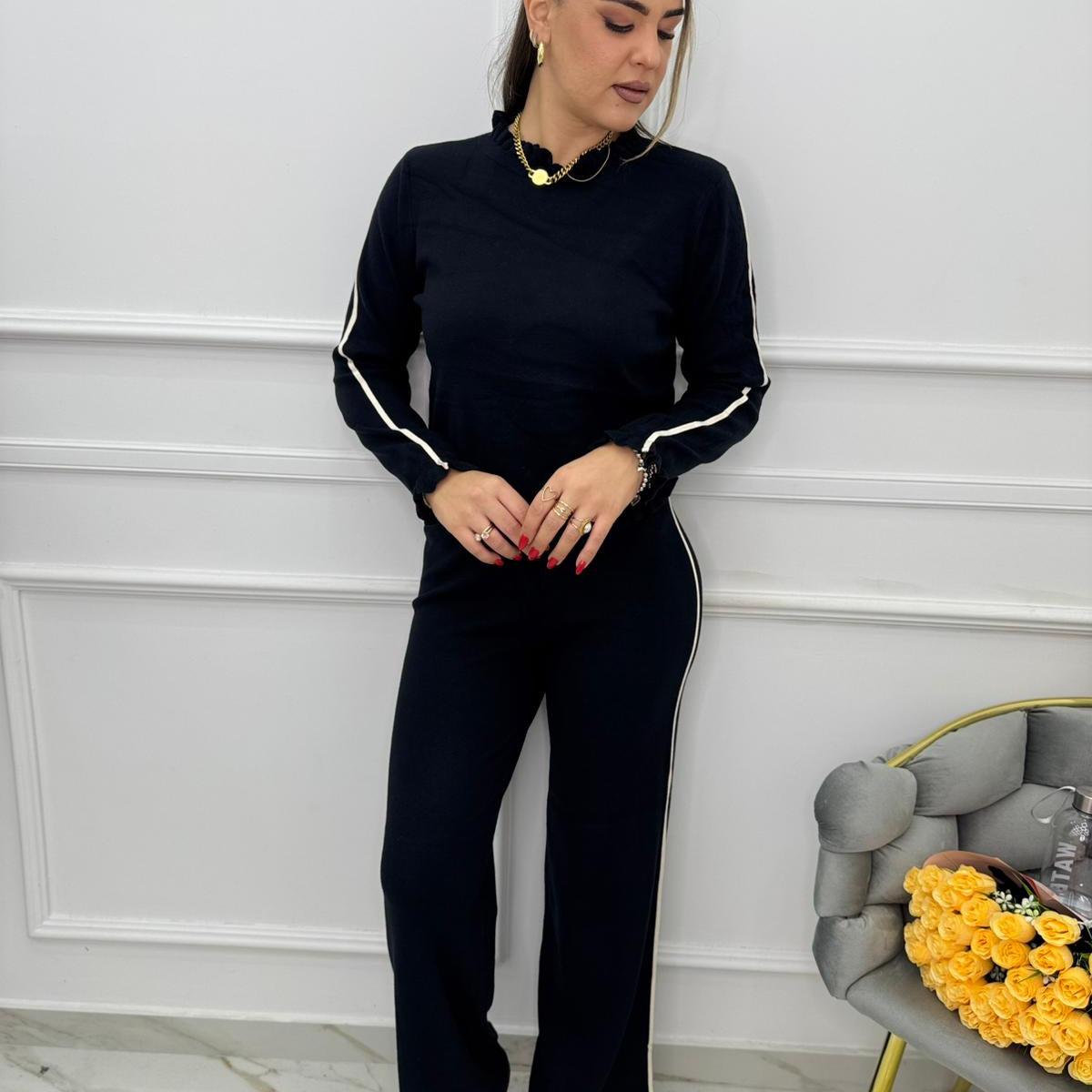 Coordinato 2 pezzi con orli ondulati