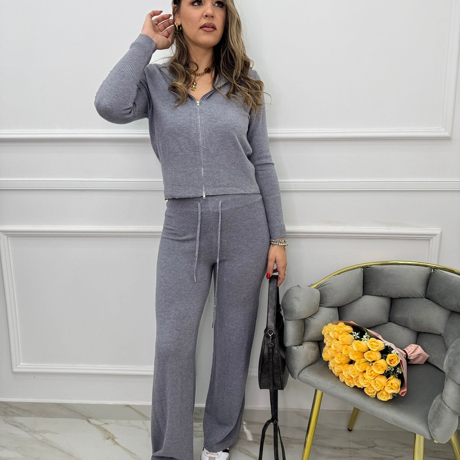 Coordinato 2 pezzi con maglia con zip