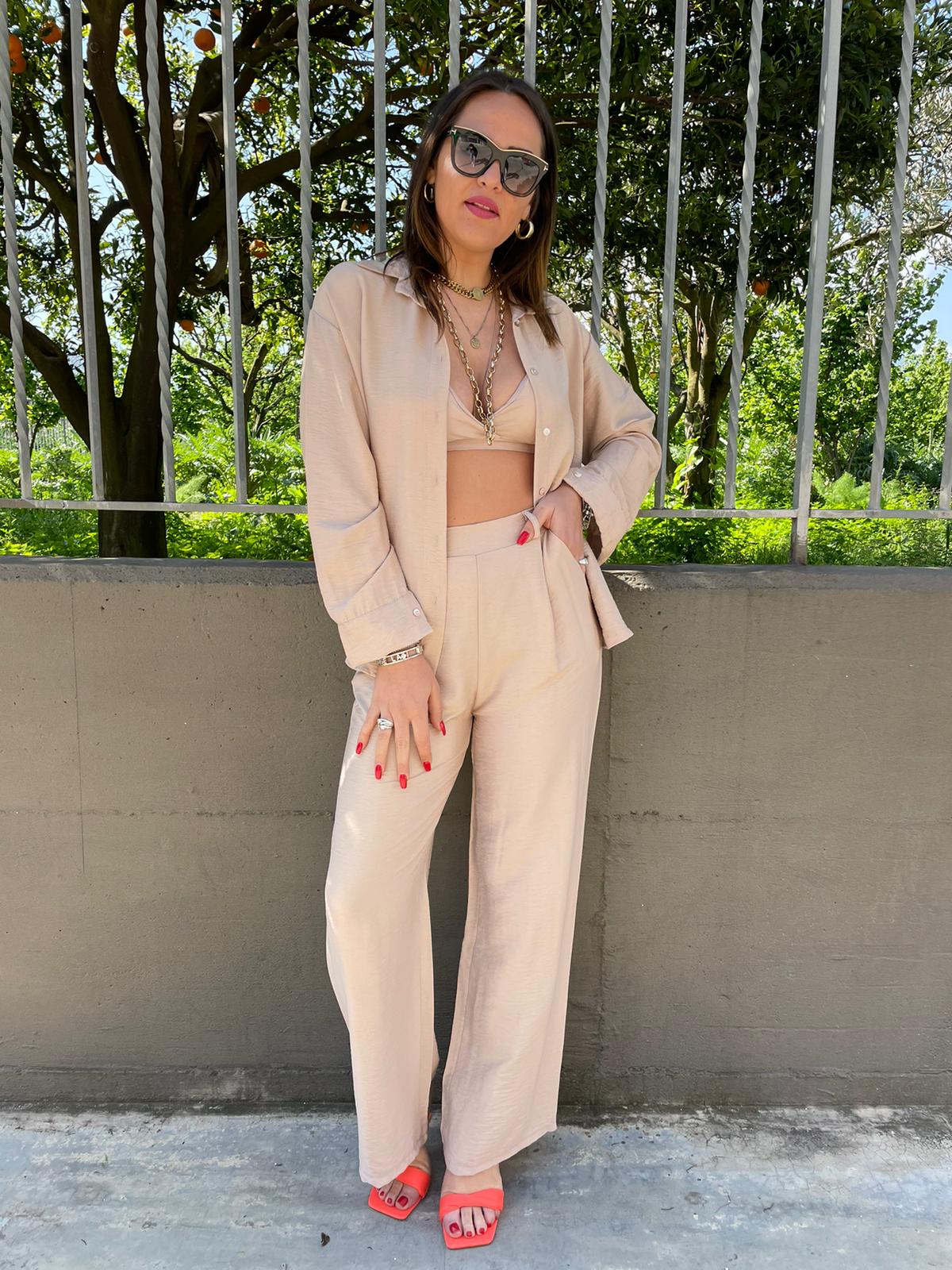 Coordinato 3 pezzi trama stropicciata