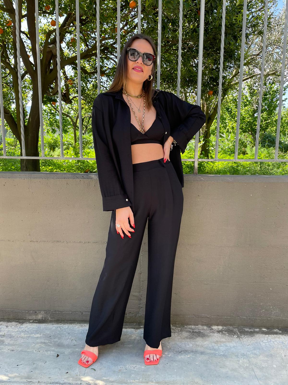 Coordinato 3 pezzi trama stropicciata