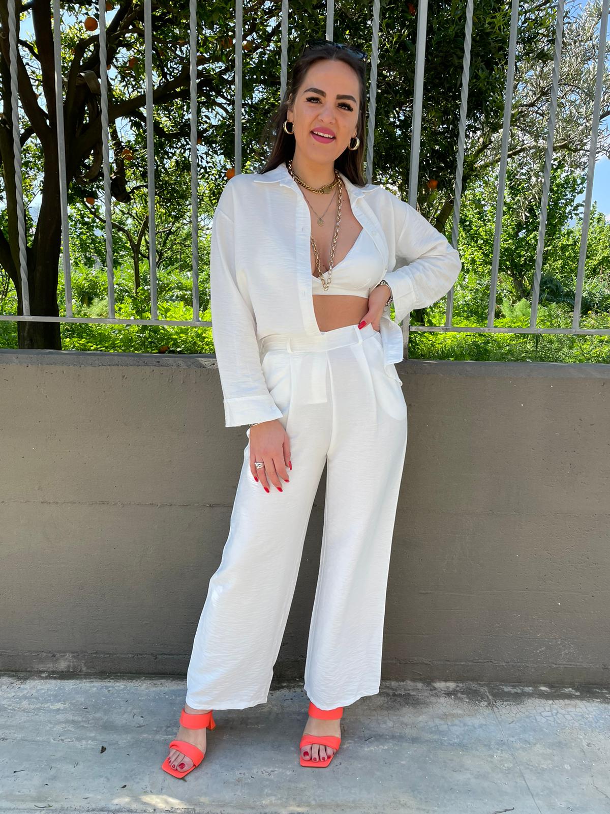 Coordinato 3 pezzi trama stropicciata