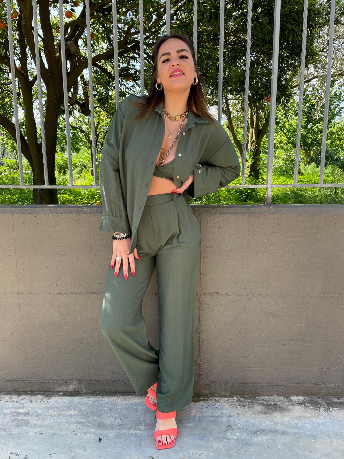 Coordinato 3 pezzi trama stropicciata