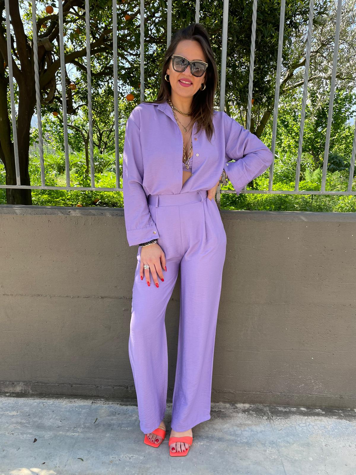 Coordinato 3 pezzi trama stropicciata