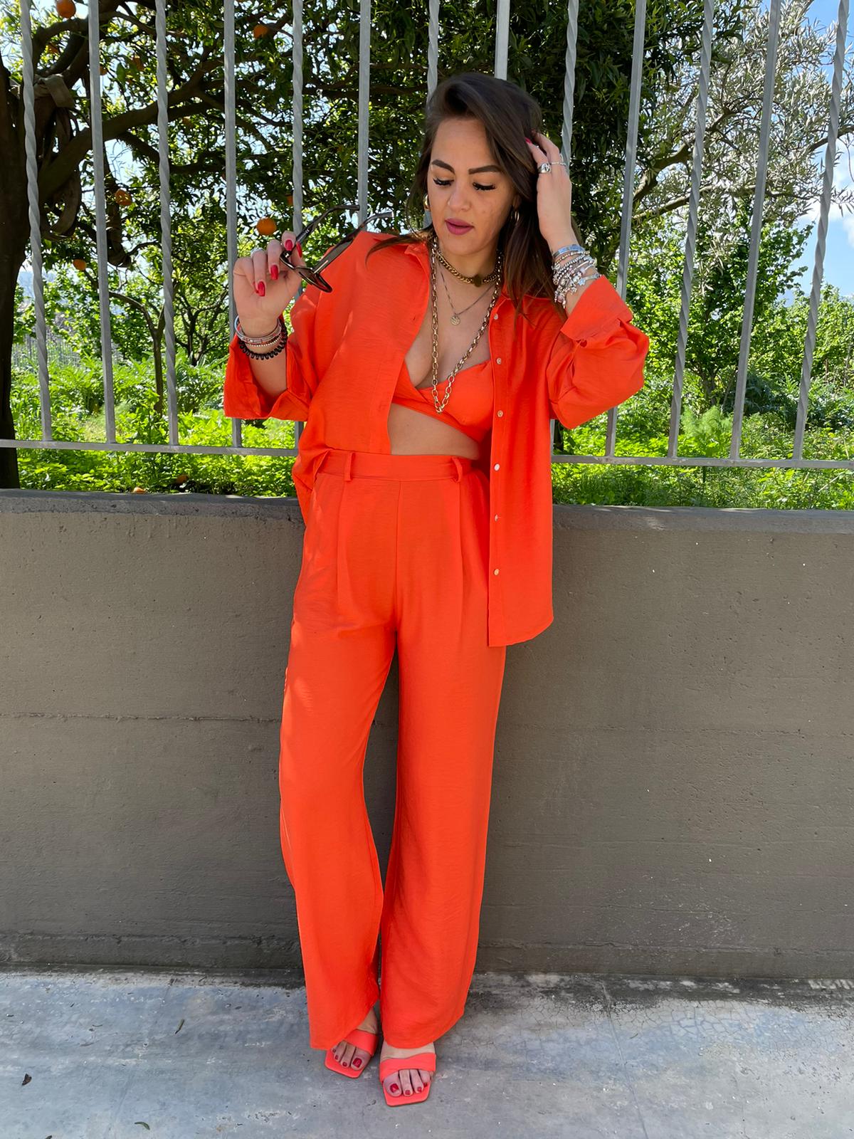 Coordinato 3 pezzi trama stropicciata