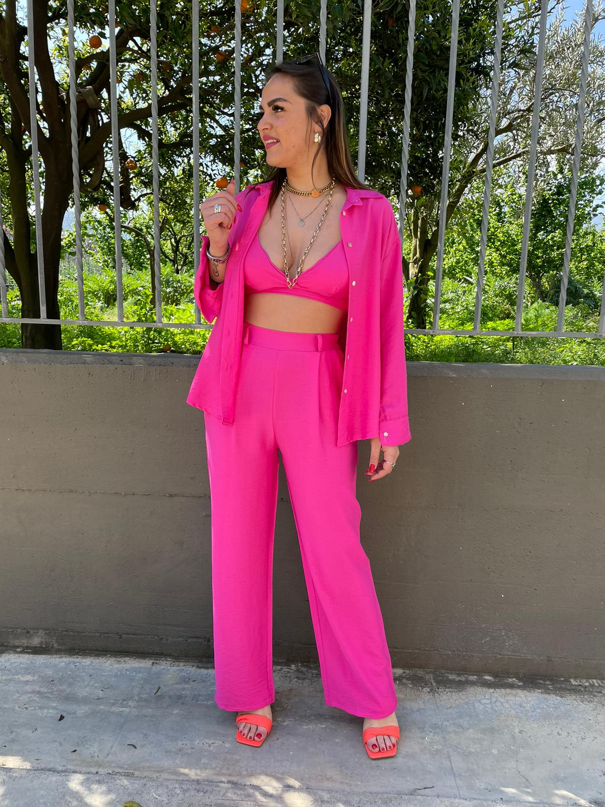 Coordinato 3 pezzi trama stropicciata