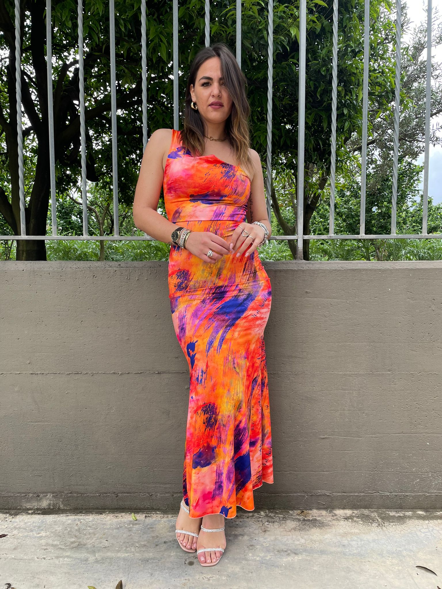Vestito lungo a fantasia modello sirena