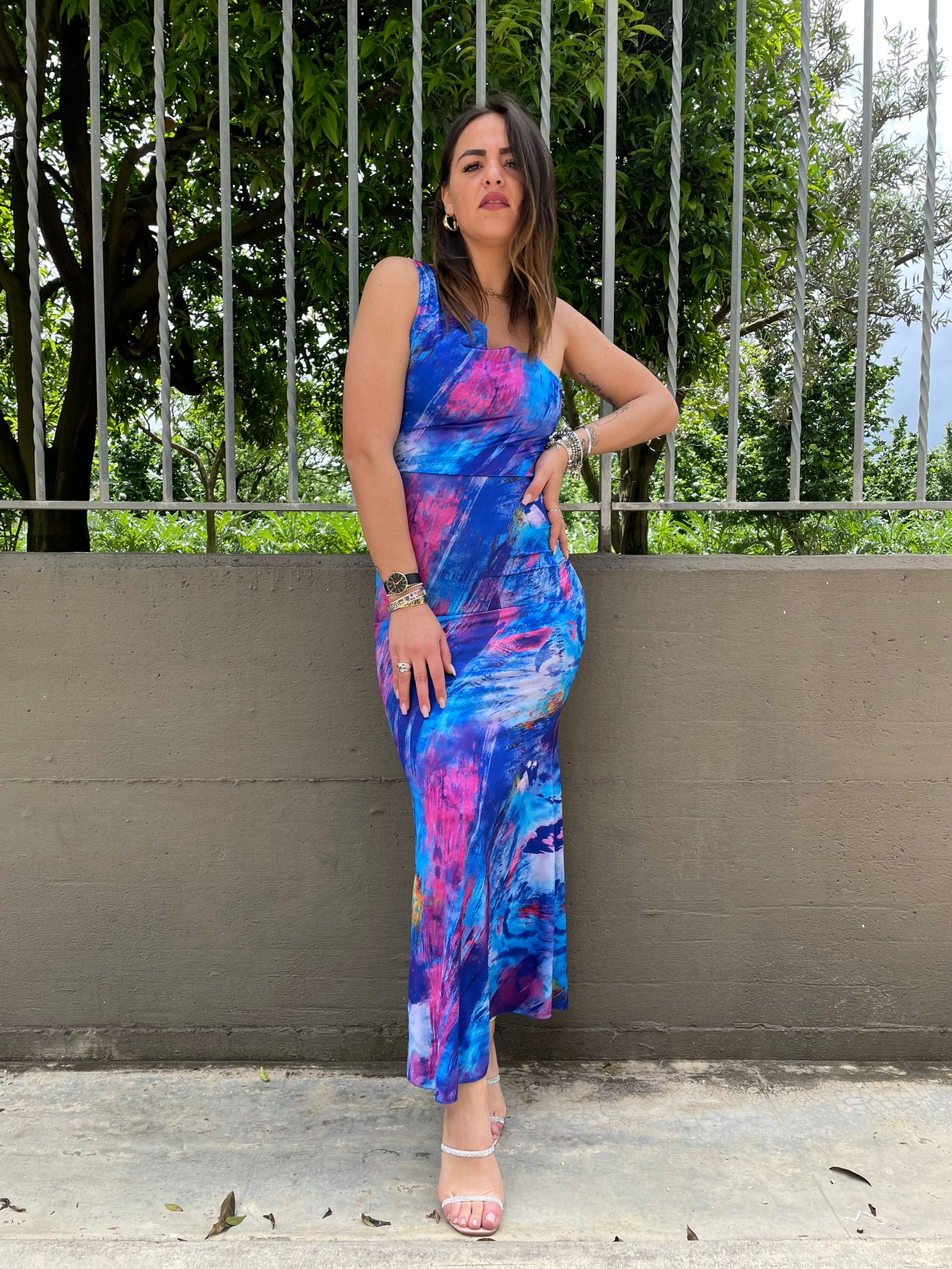 Vestito lungo a fantasia modello sirena