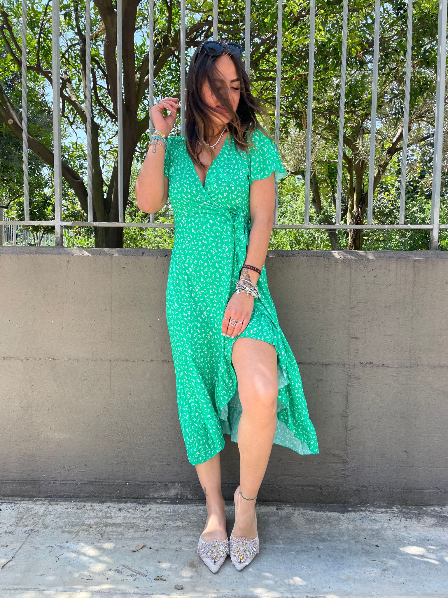 Vestito lungo a portafoglio fantasia floreale