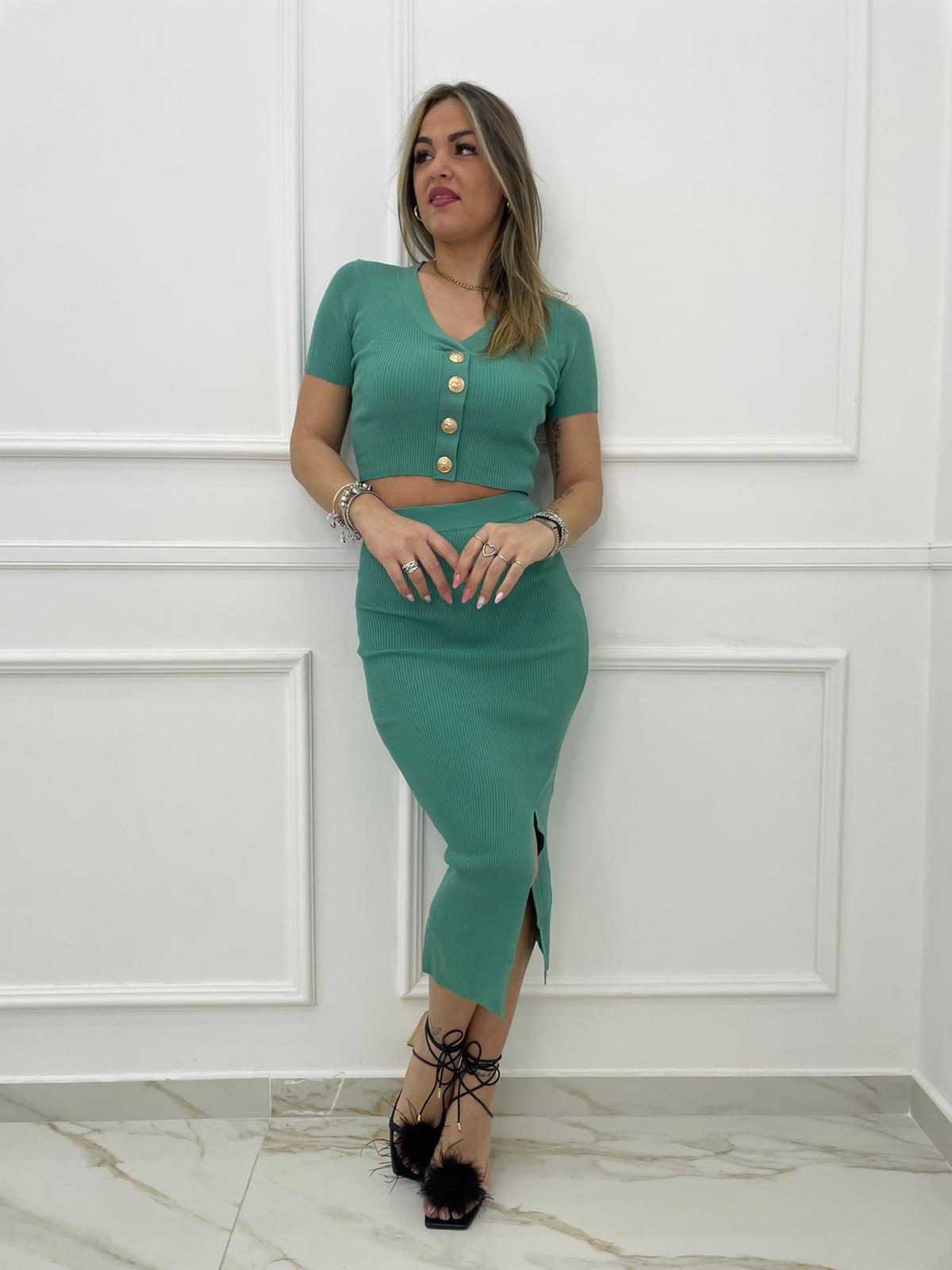 Coordinato 2 pezzi in filo con longuette e maglia mezza manica