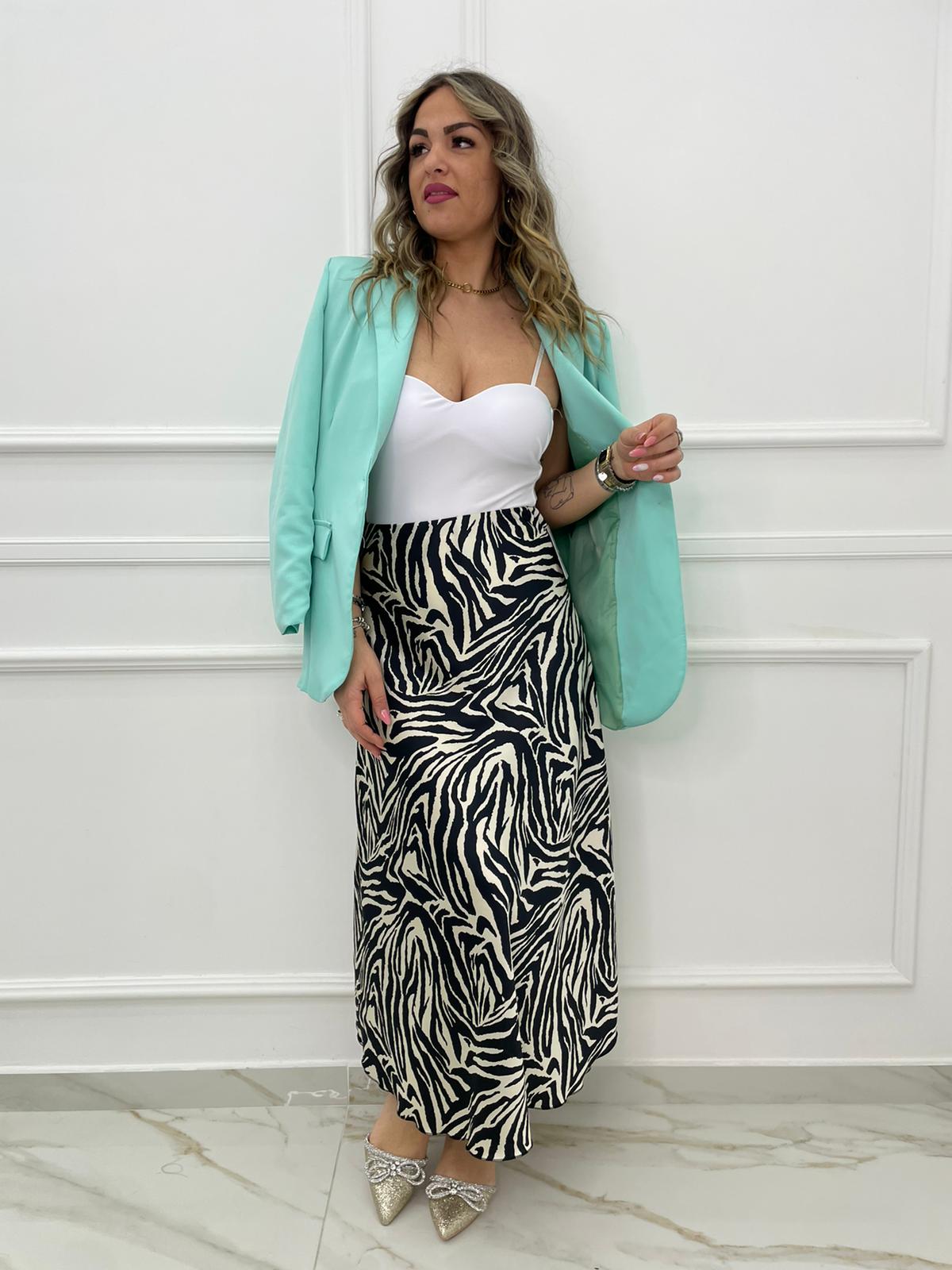 Gonna lunga animalier effetto raso