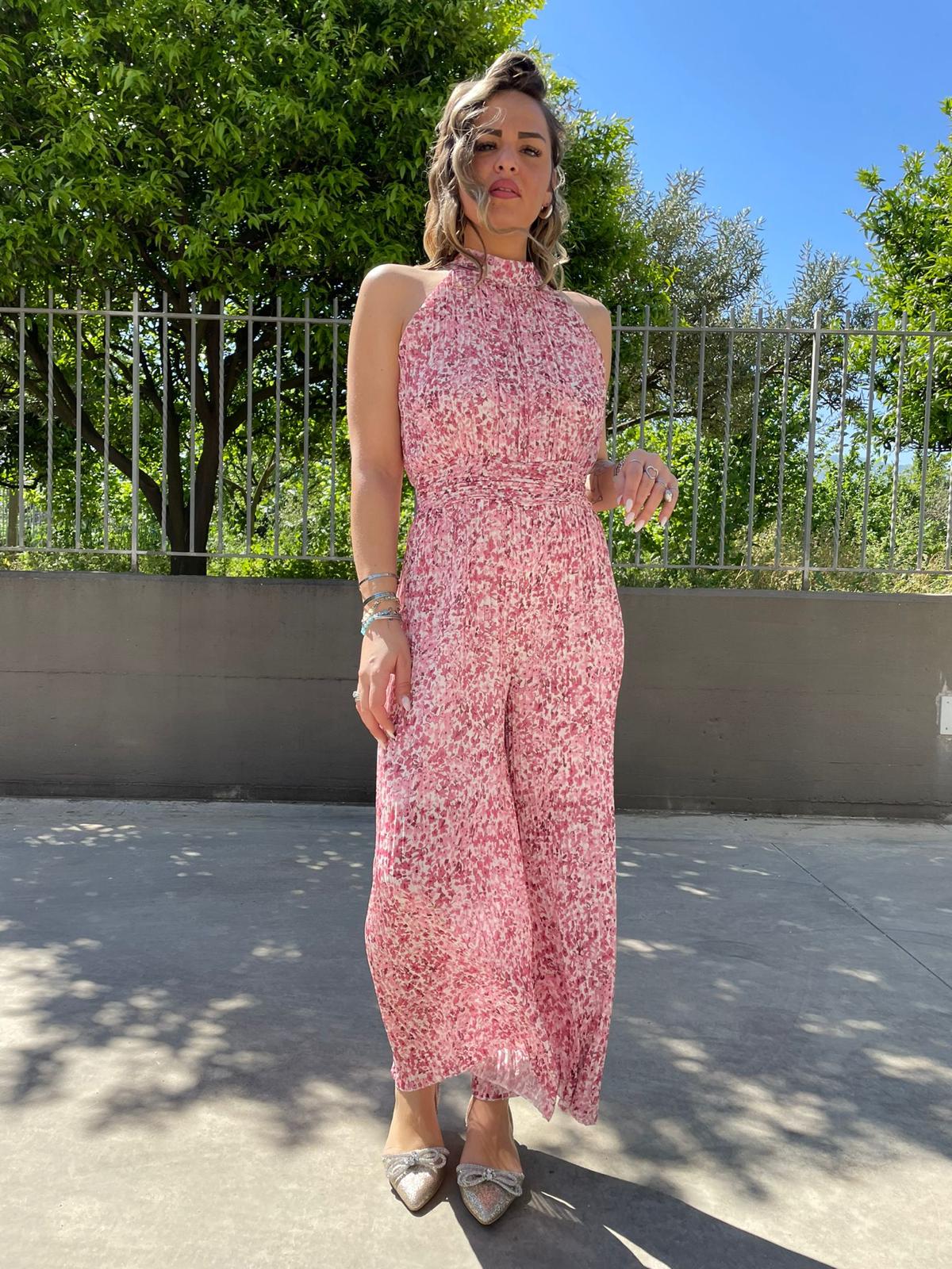 Tuta intera plissettata fantasia fiori