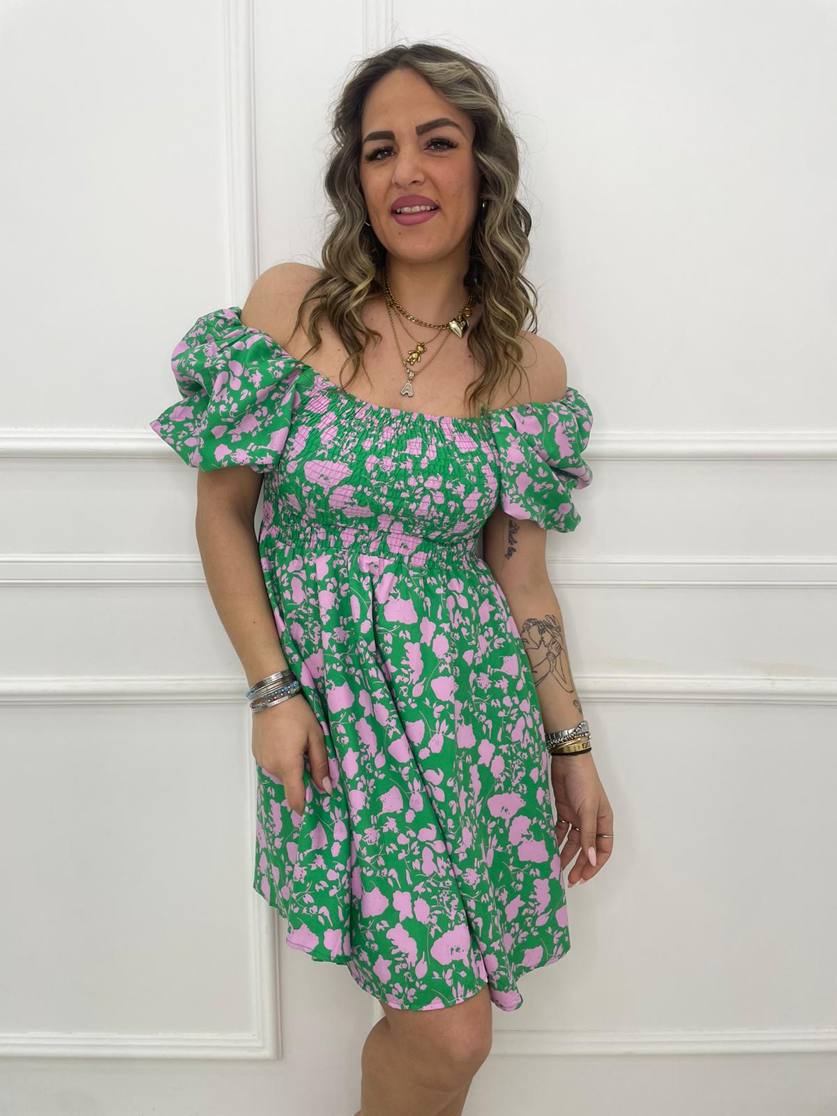 Vestitino floreale con maniche a sbuffo