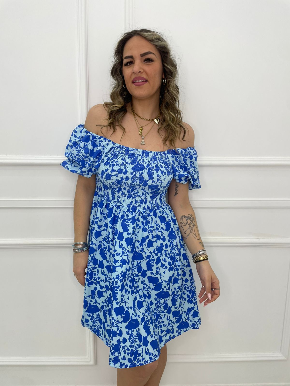 Vestitino floreale con maniche a sbuffo