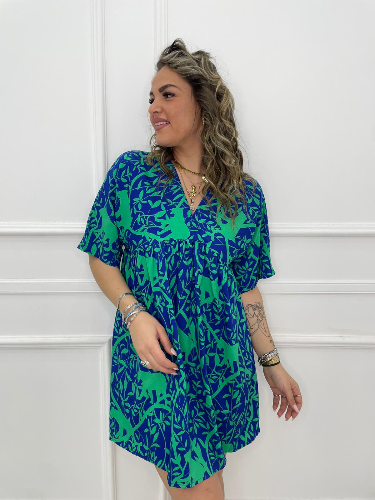 Vestitino a fantasia con scollo a V