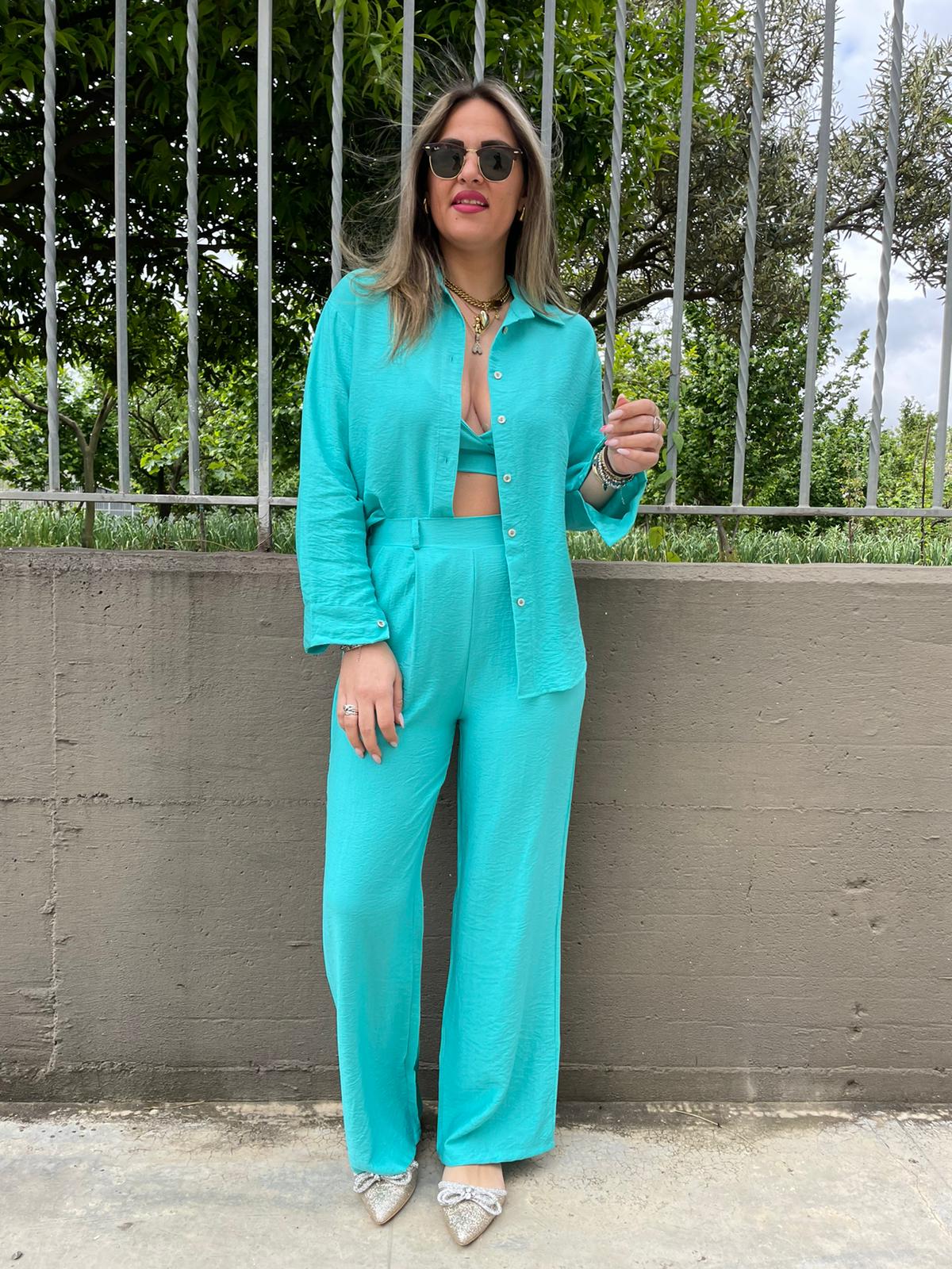 Coordinato 3 pezzi trama stropicciata