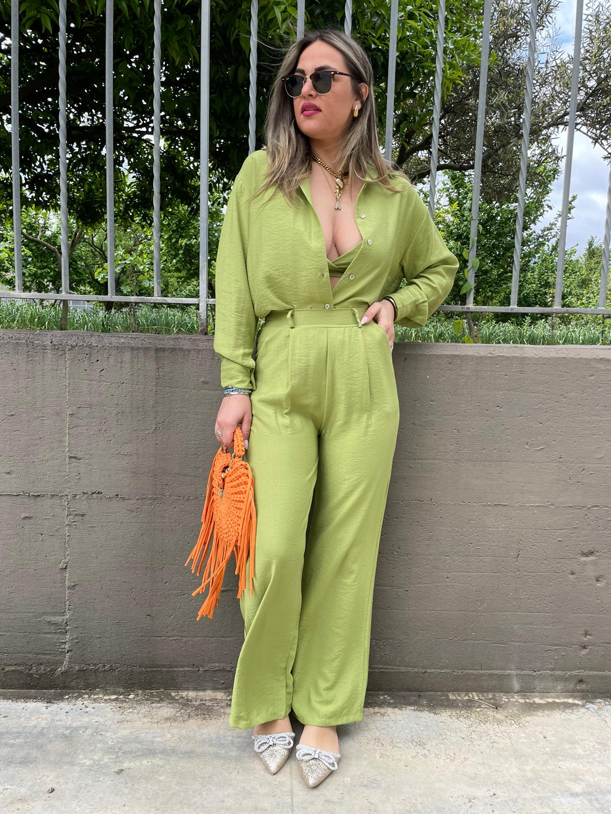 Coordinato 3 pezzi trama stropicciata