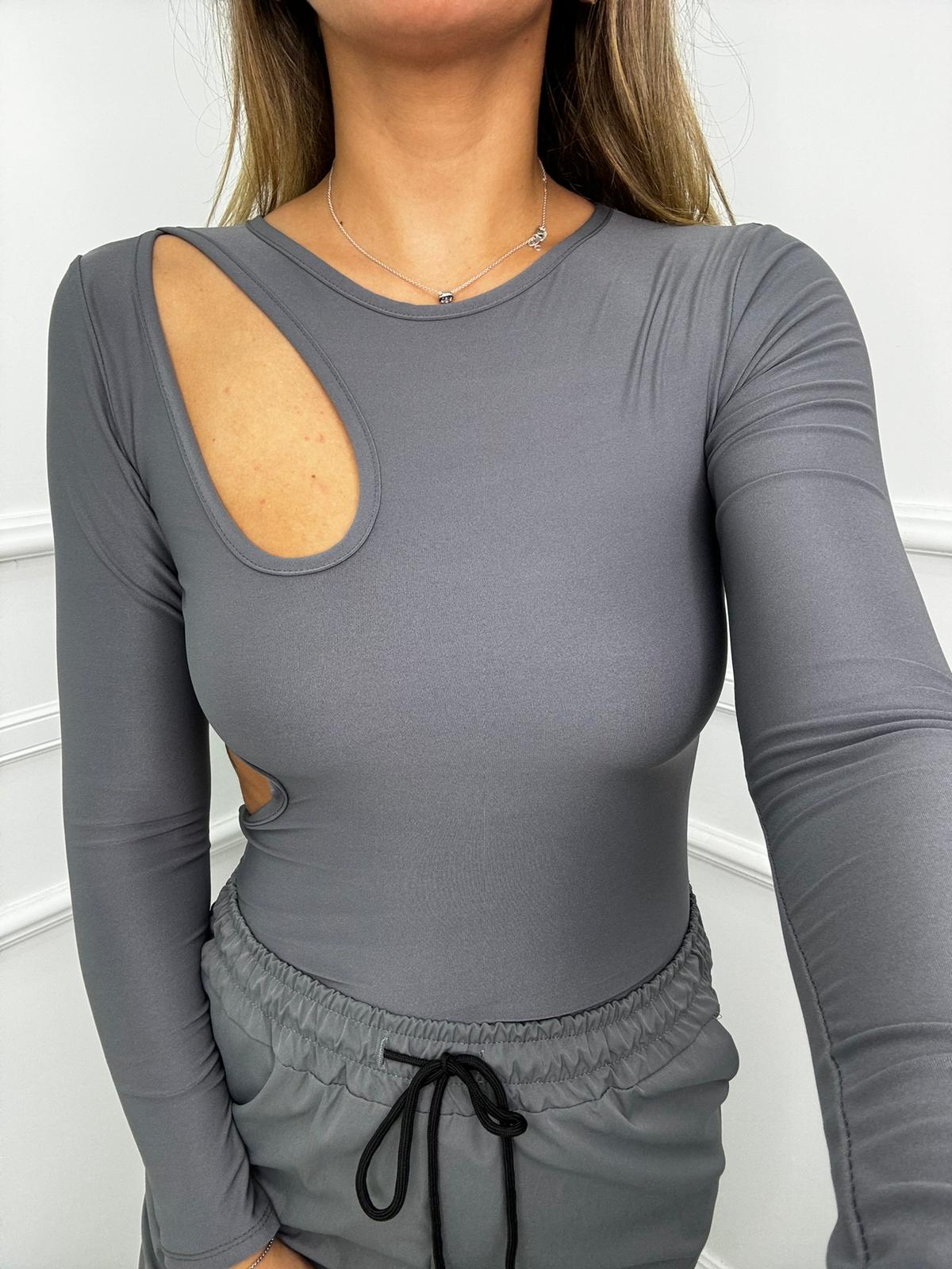 Body in lycra tinta unita con apertura laterale