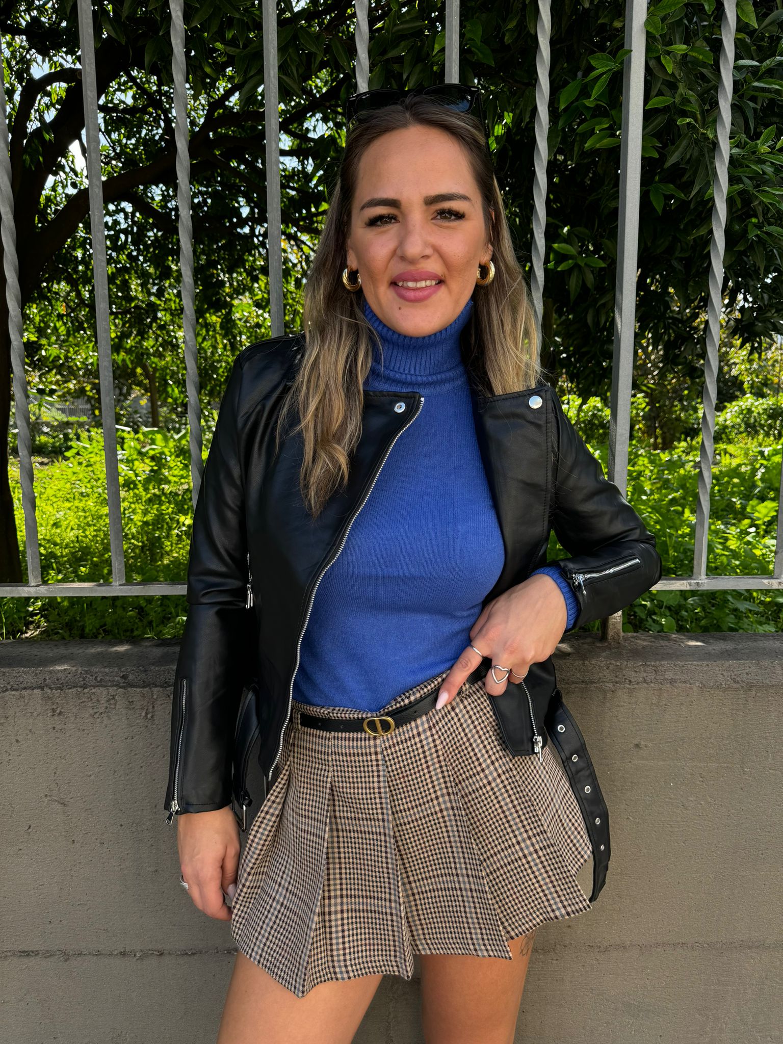 Mini gonna a pantaloncino fantasia tartan plissettata