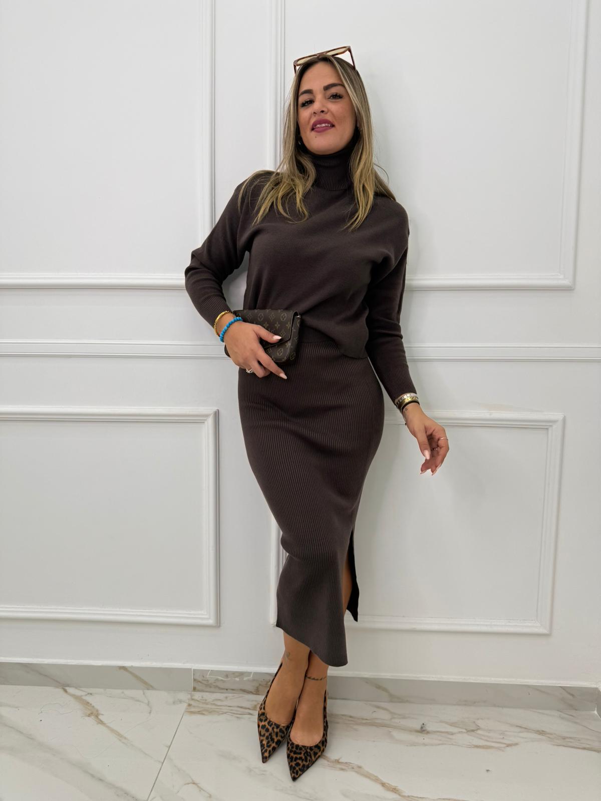 Coordinato 2 pezzi con longuette e maglia collo alto