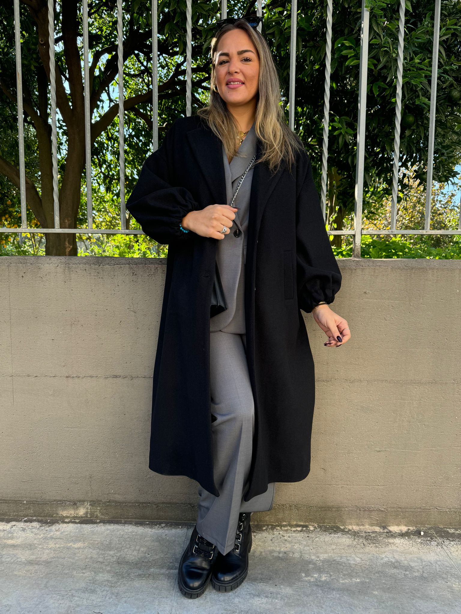 Cappotto over con maniche a palloncino