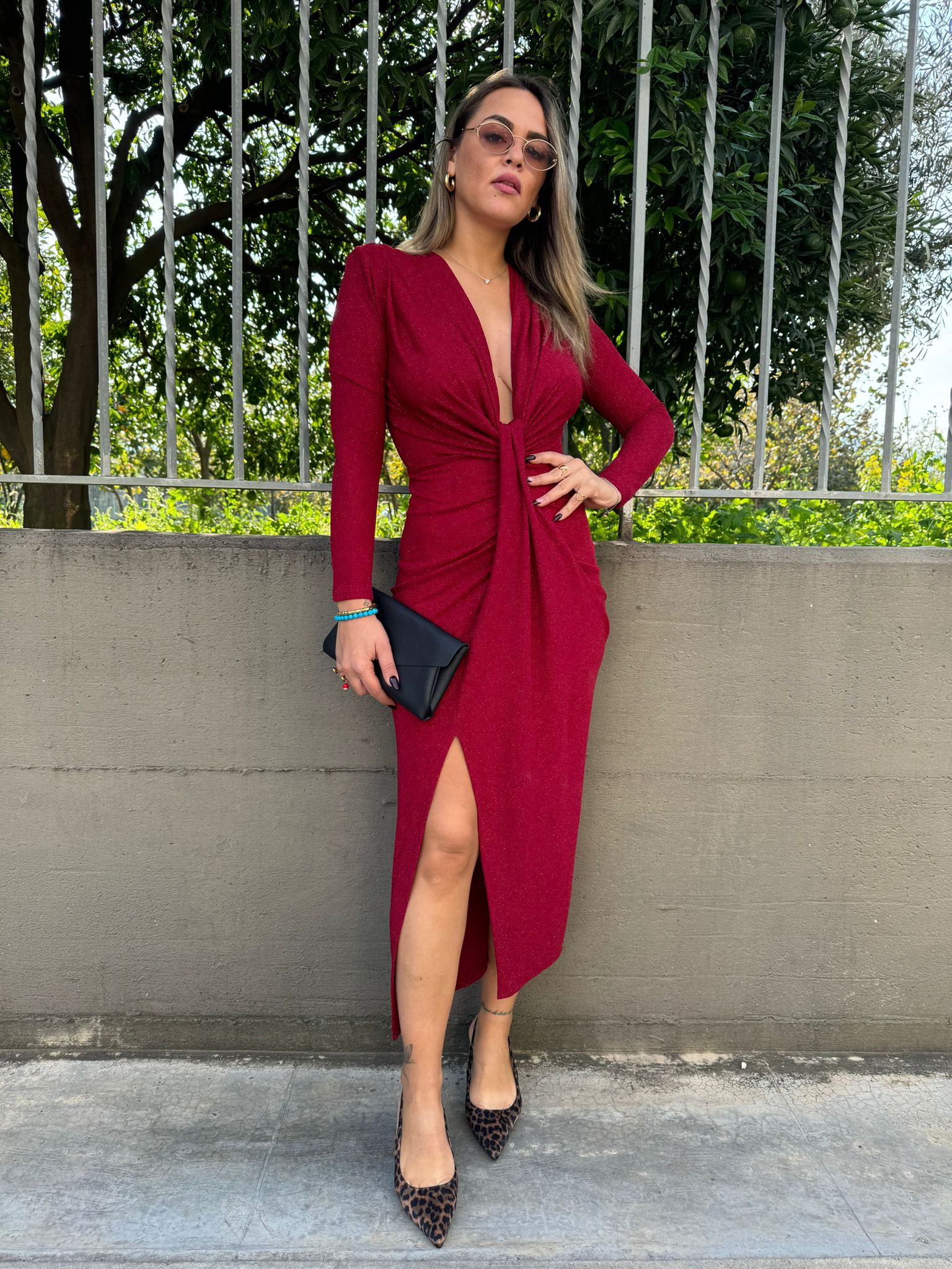 Vestito lungo lurex con scollo profondo