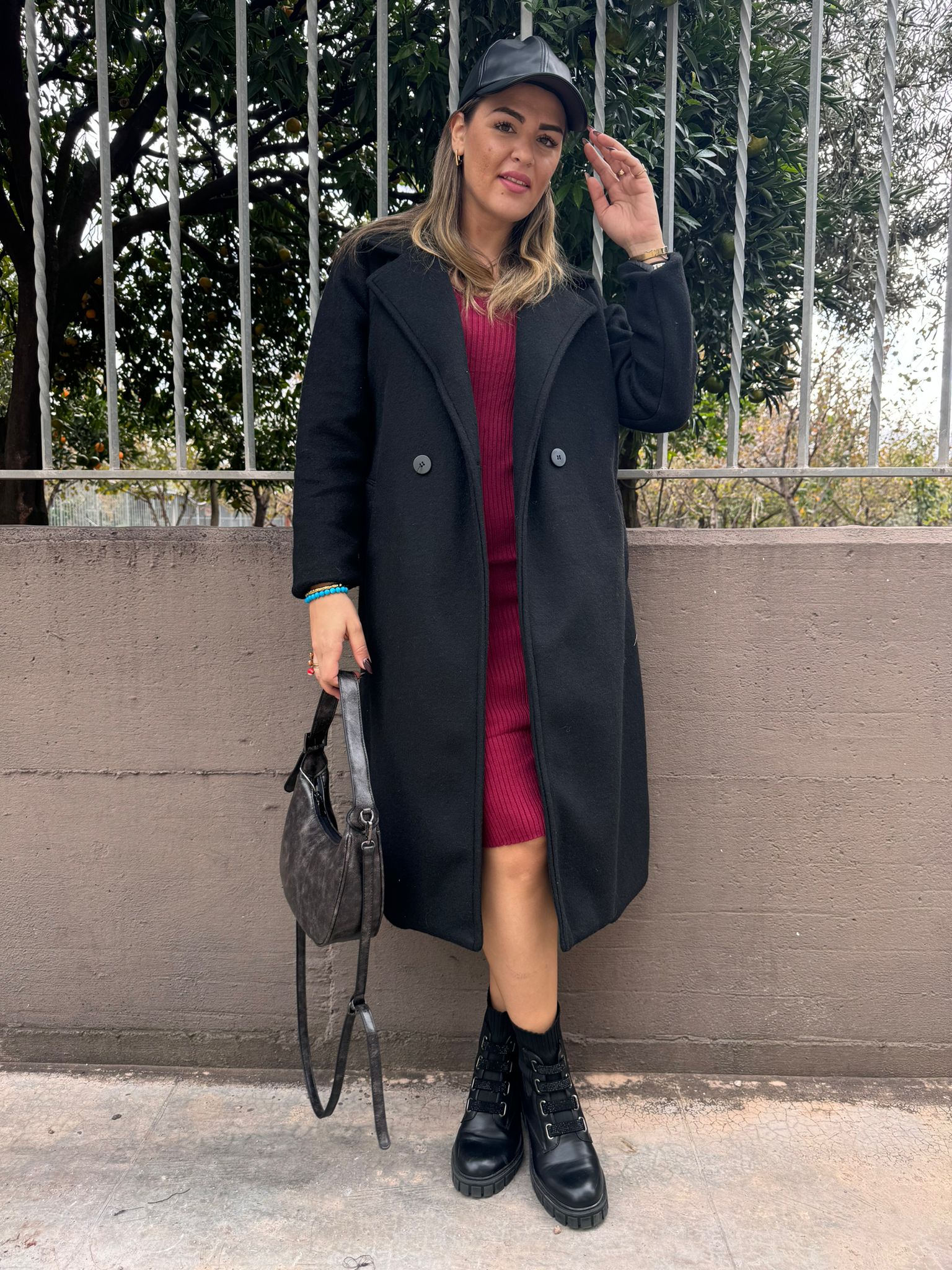 Cappotto over tinta unita doppio petto