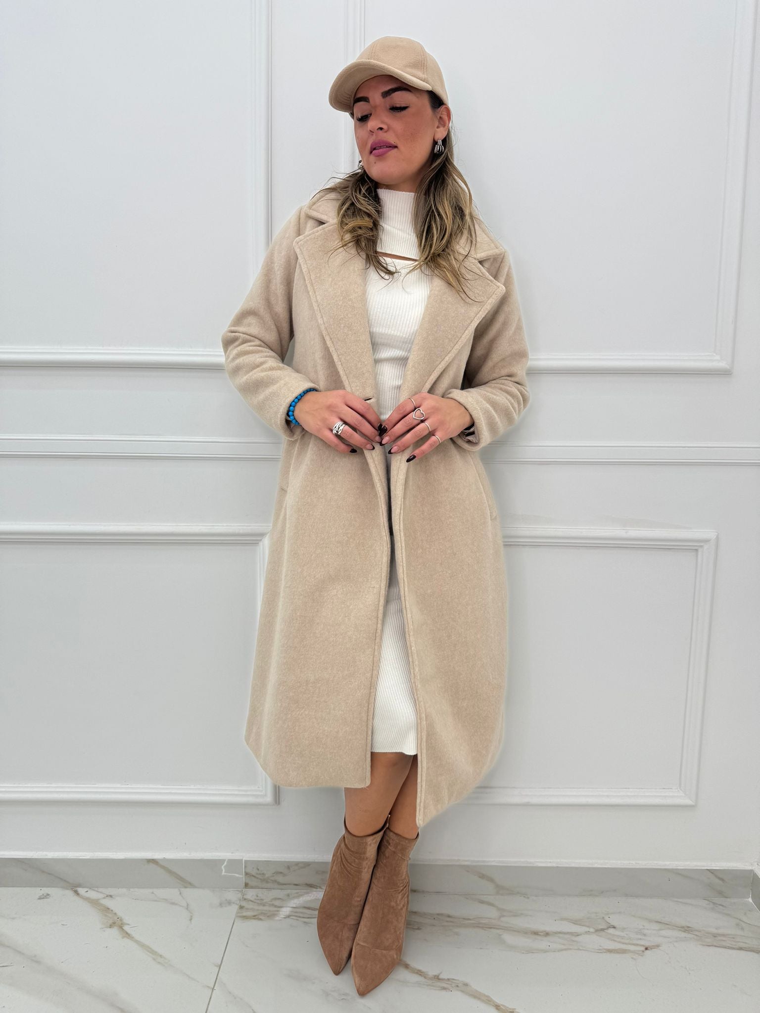 Cappotto over tinta unita doppio petto