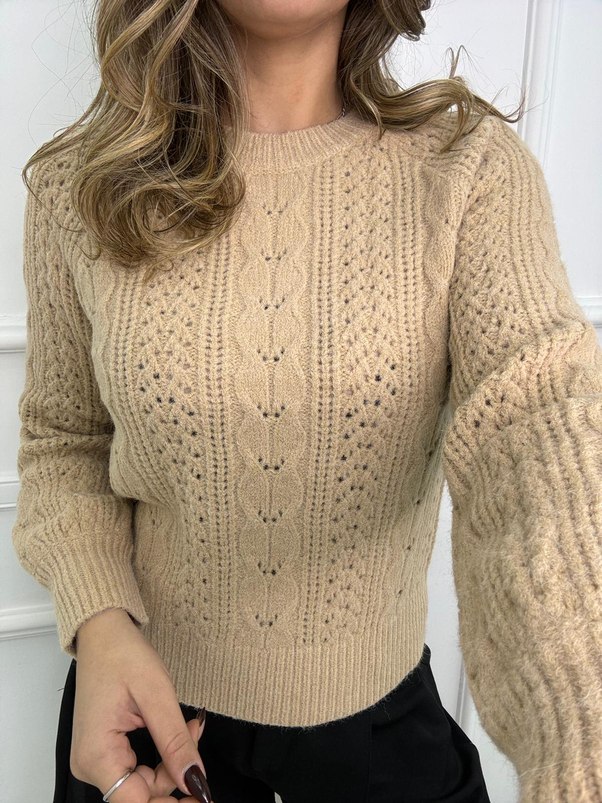 Maglione over giro collo traforato