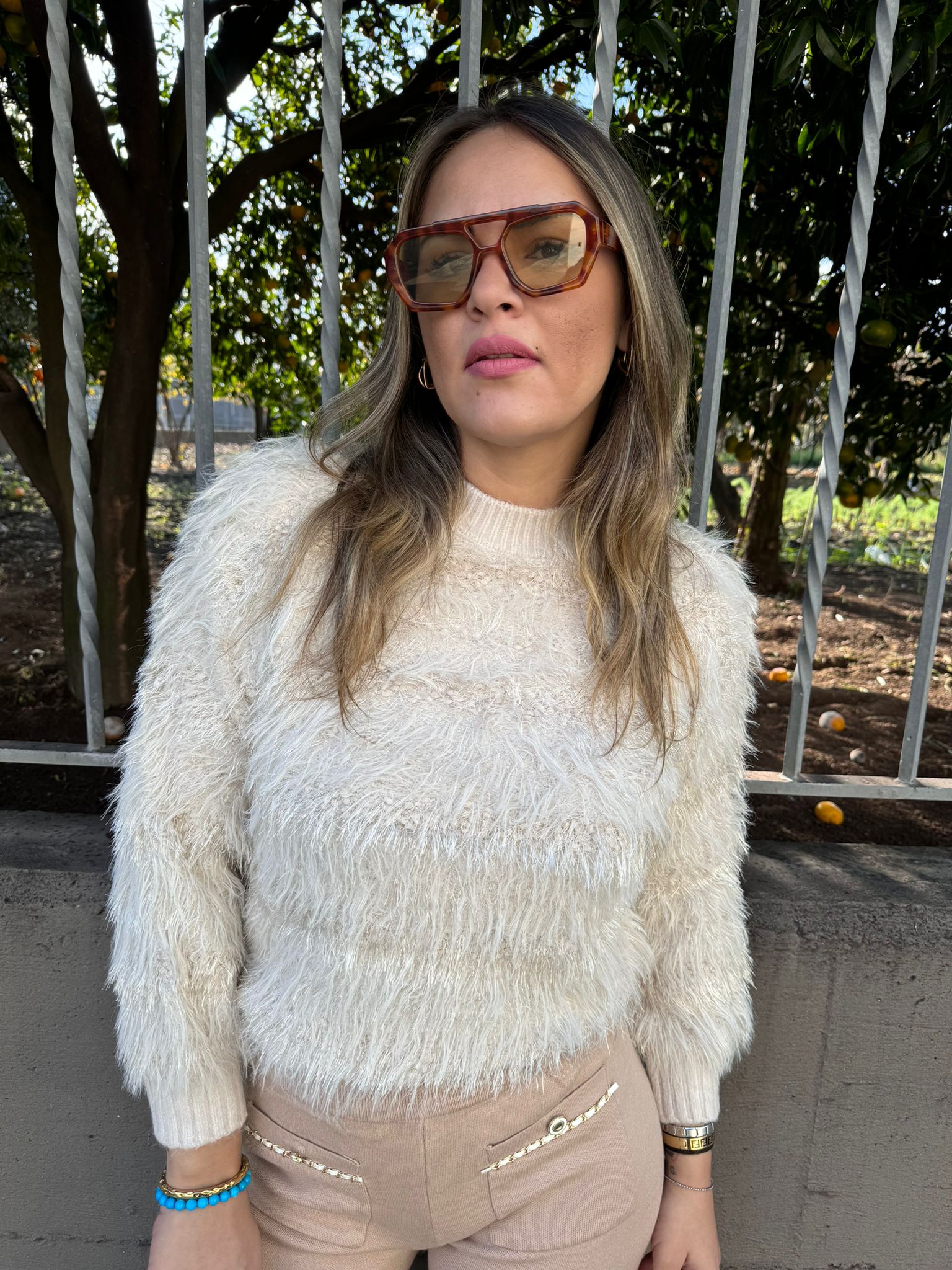 Maglione in pelo giro collo