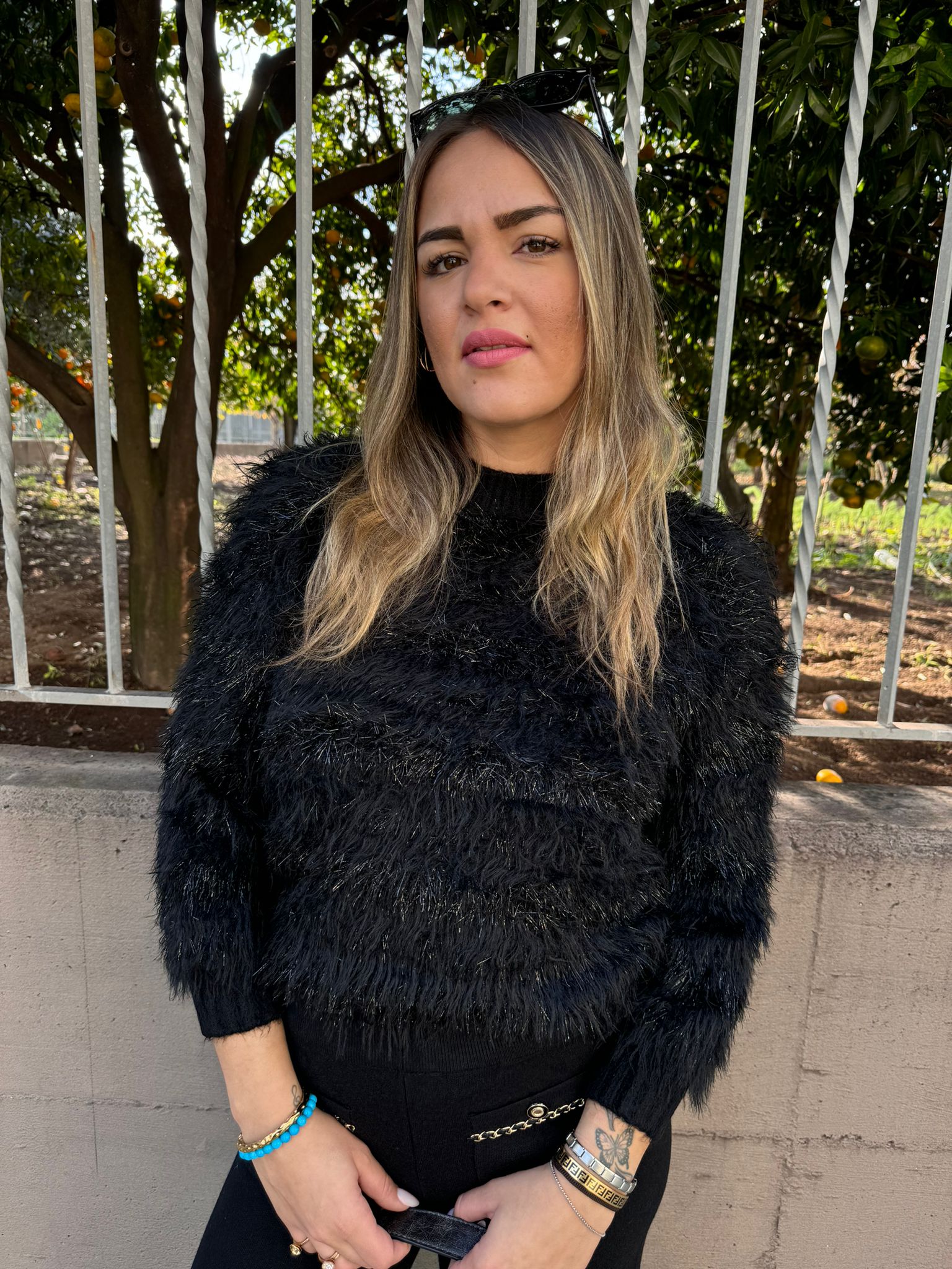 Maglione in pelo giro collo
