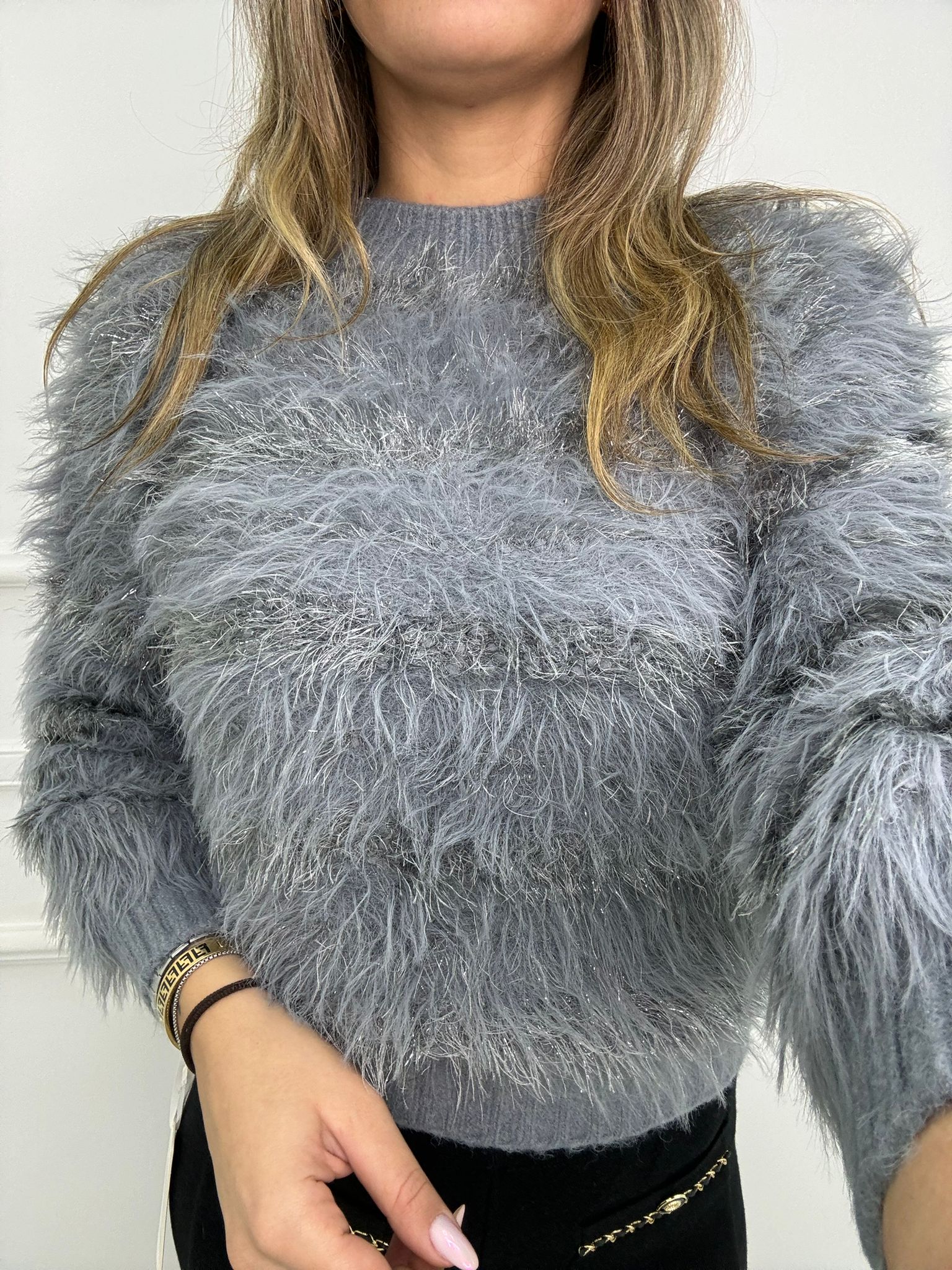 Maglione in pelo giro collo