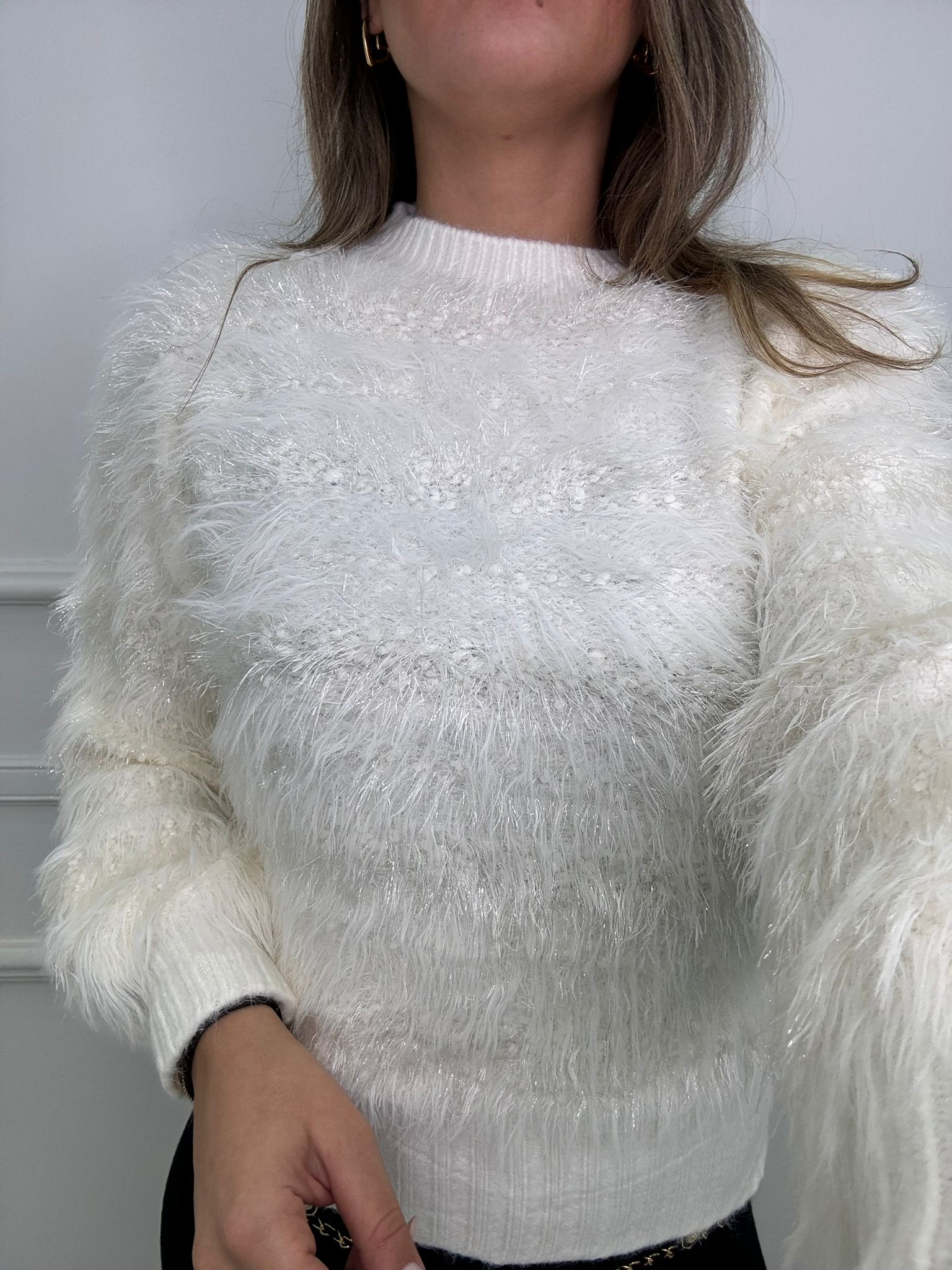 Maglione in pelo giro collo