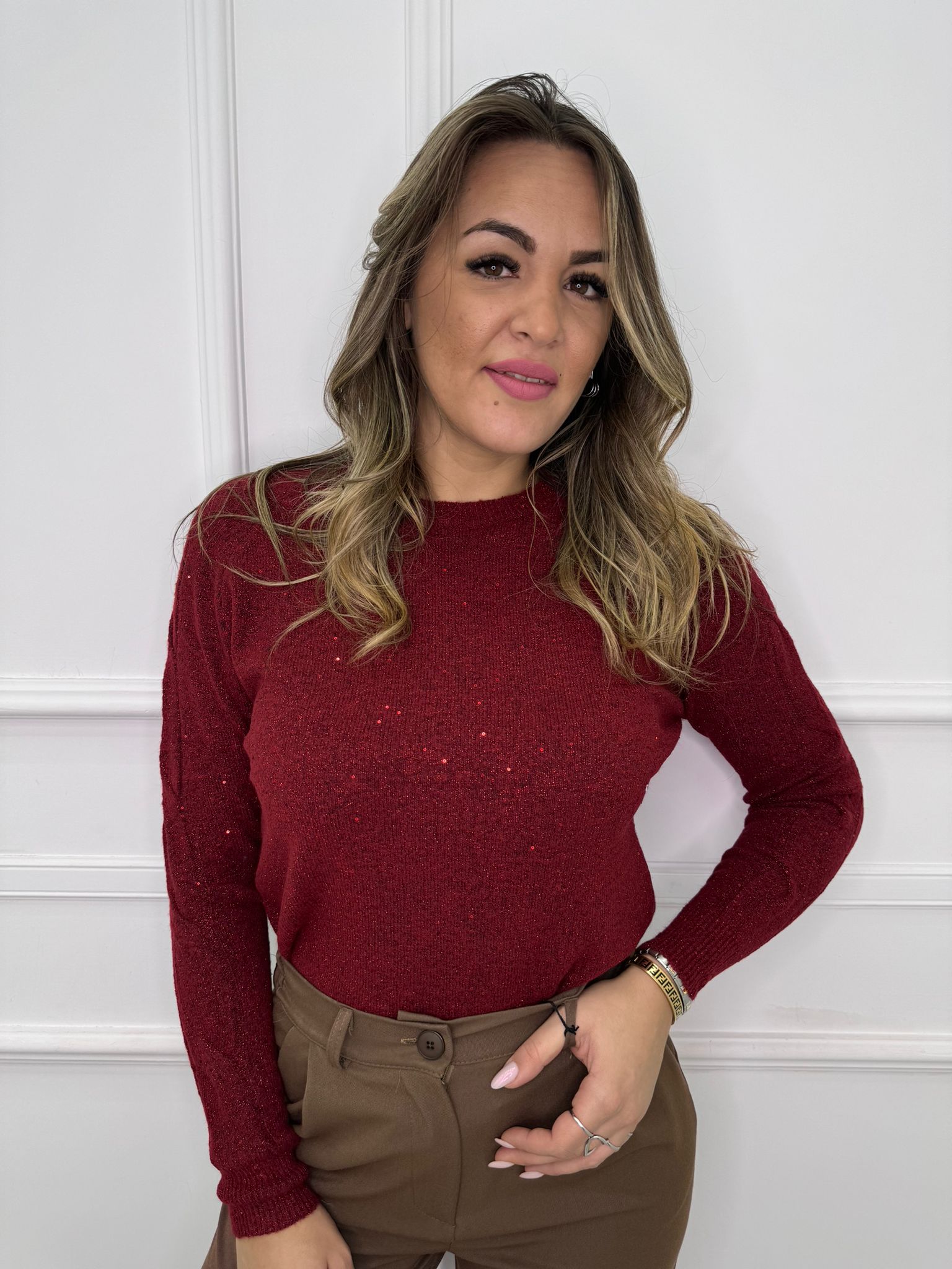 Maglioncino giro collo lurex