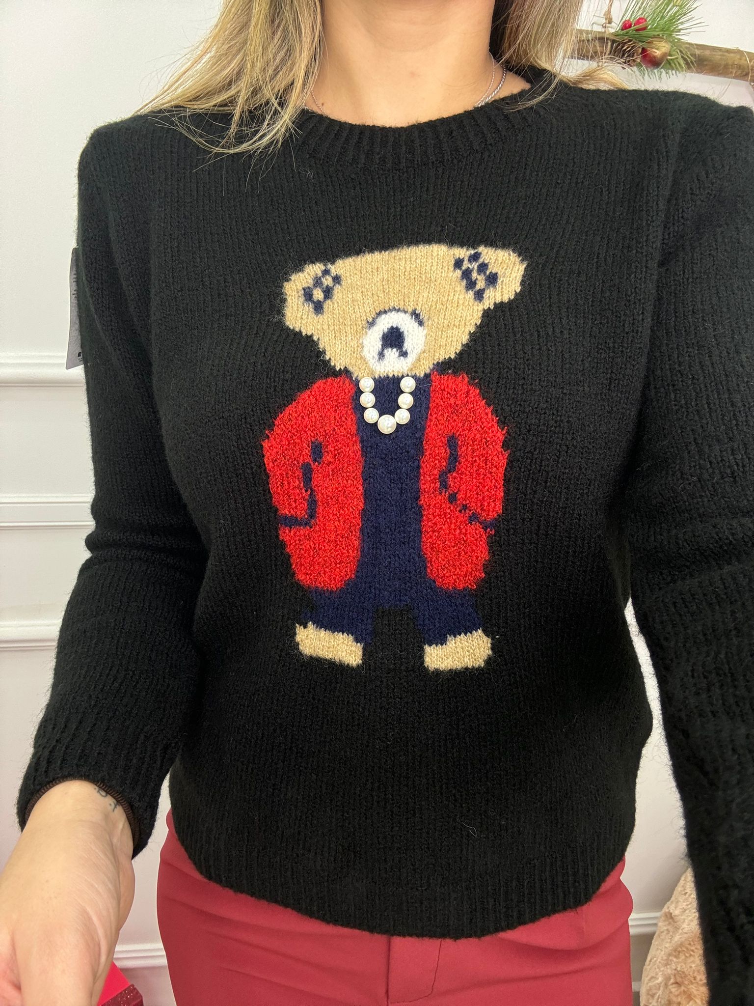 Maglioncino teddy giro collo