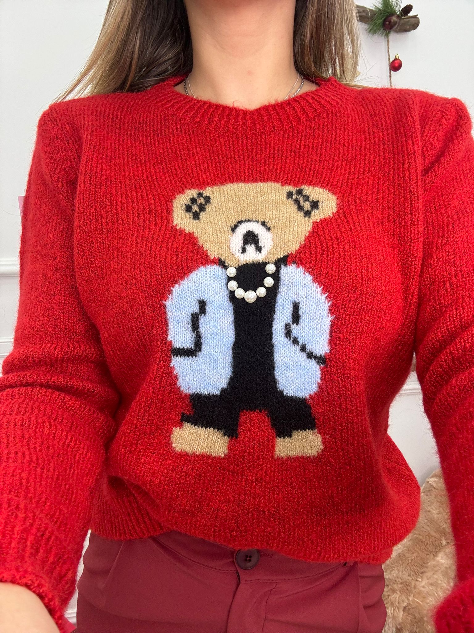 Maglioncino teddy giro collo