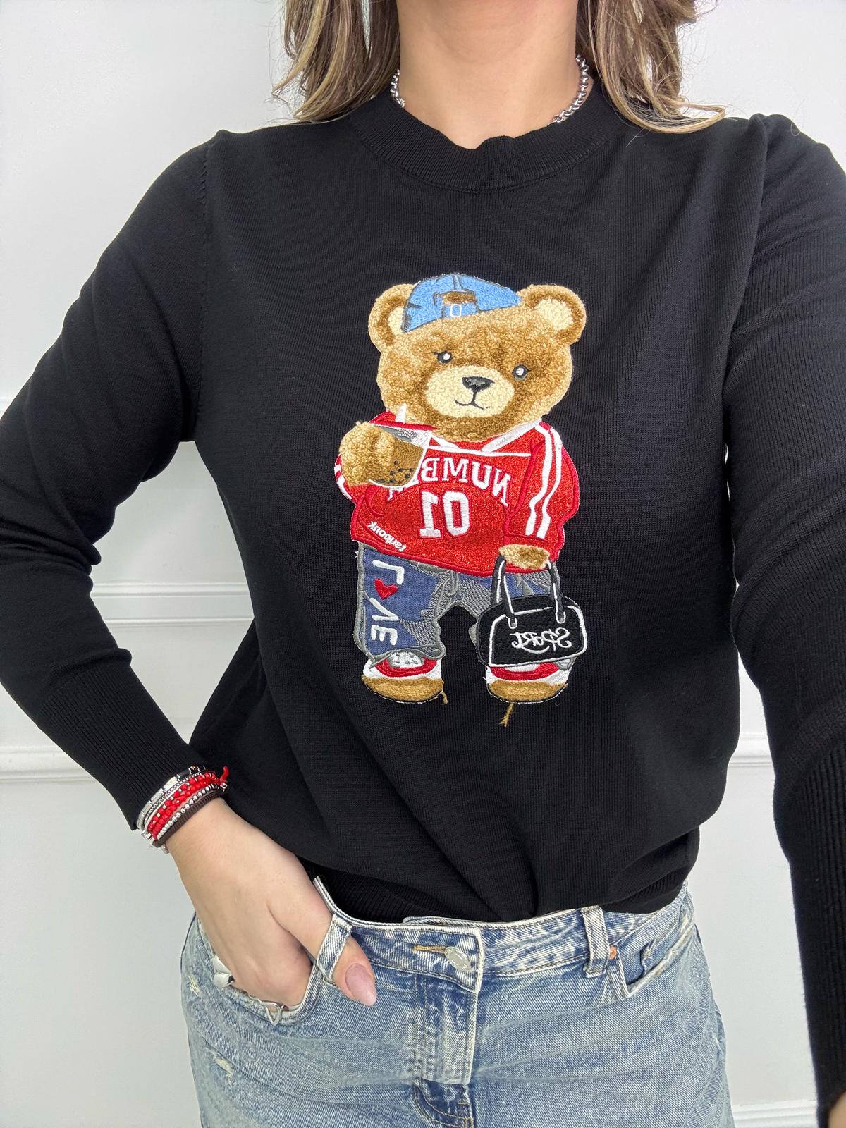 Maglia in filo teddy giro collo