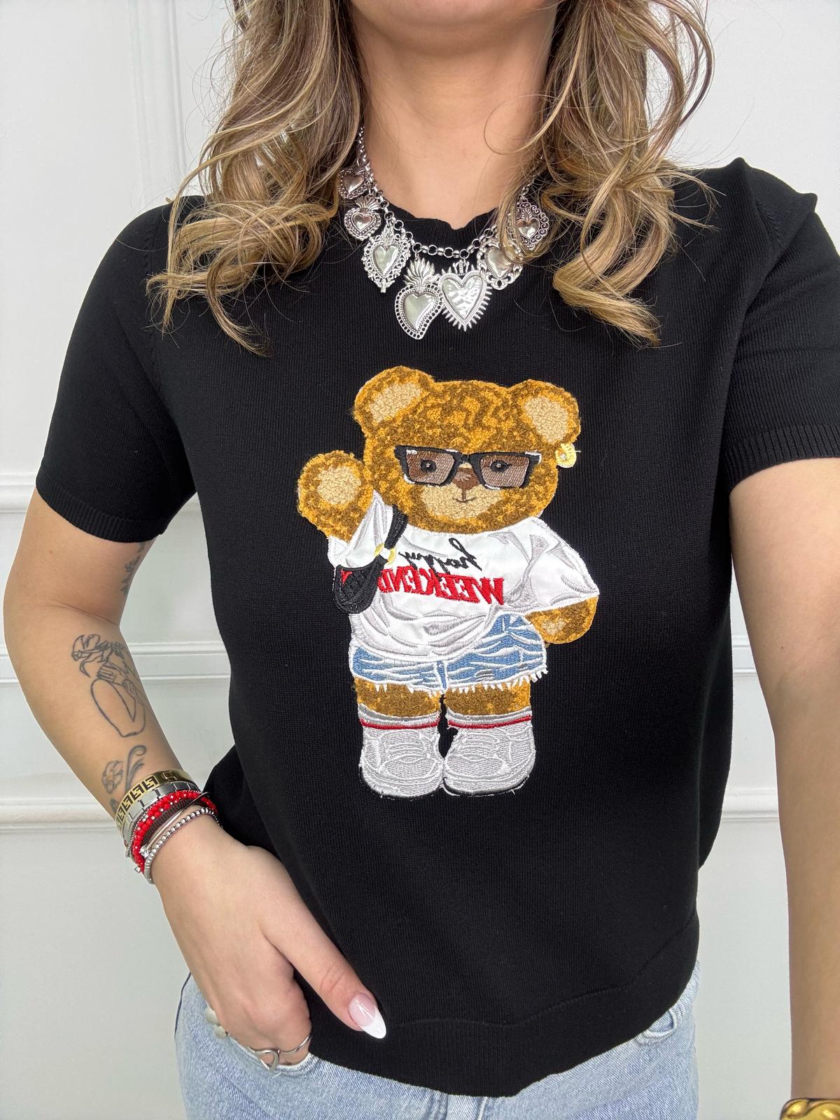 Maglia in filo teddy mezza manica