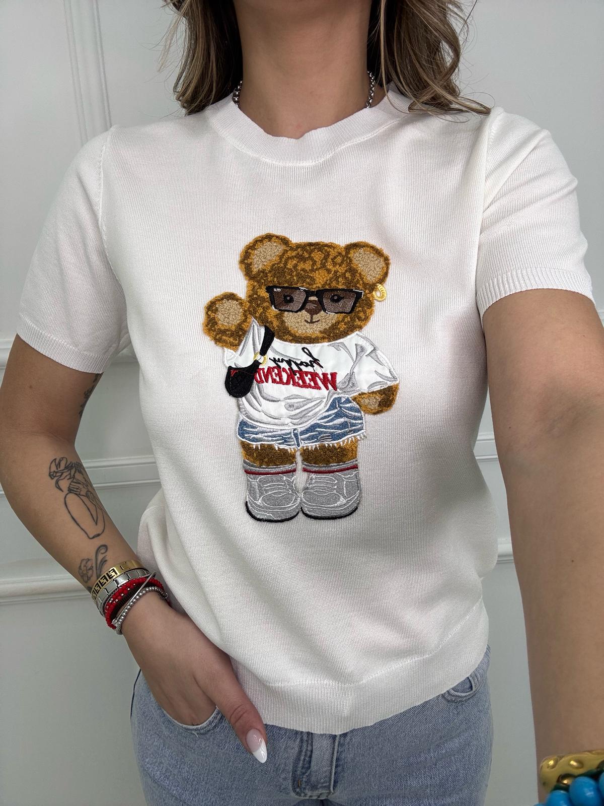 Maglia in filo teddy mezza manica